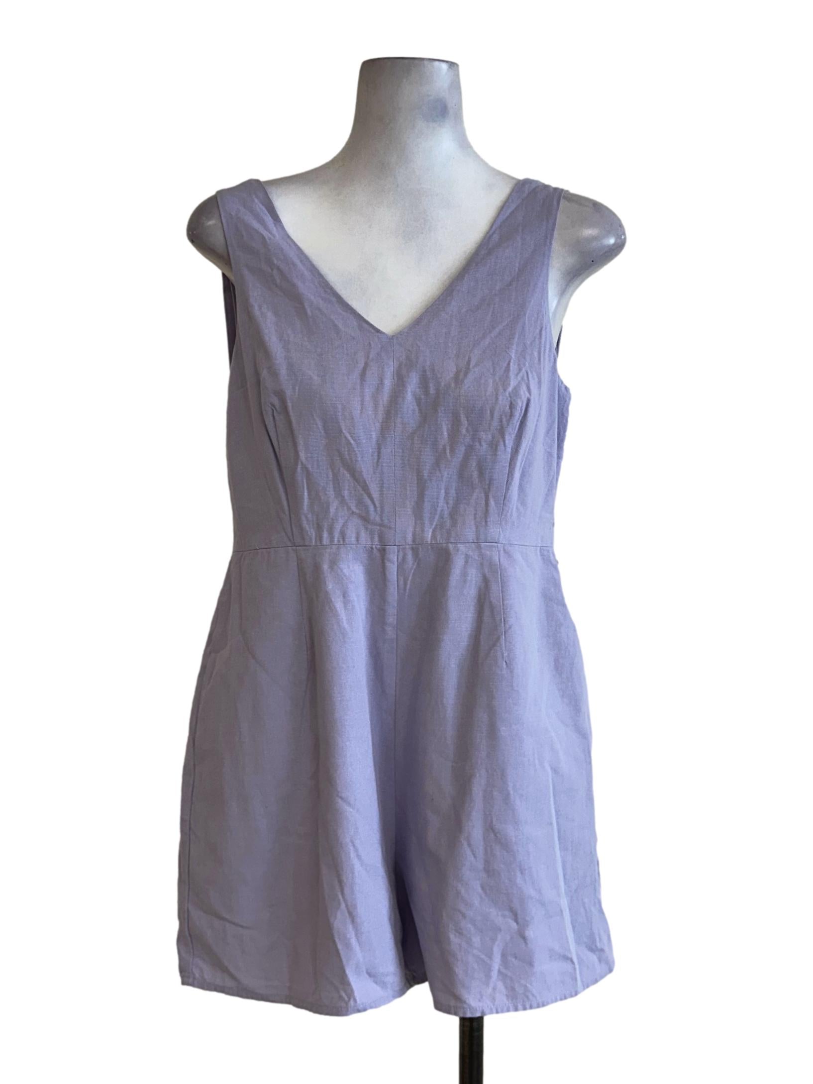 Lilac Purple Linen Rompers LB