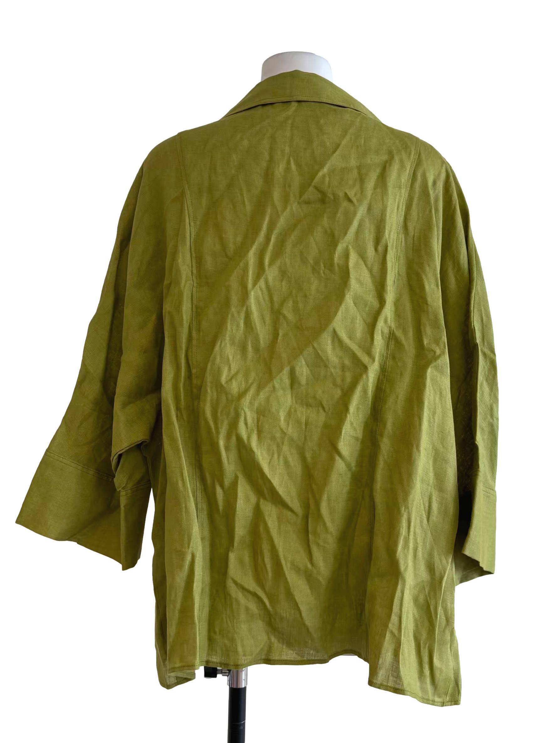 Pear Green Buttoned Linen Top