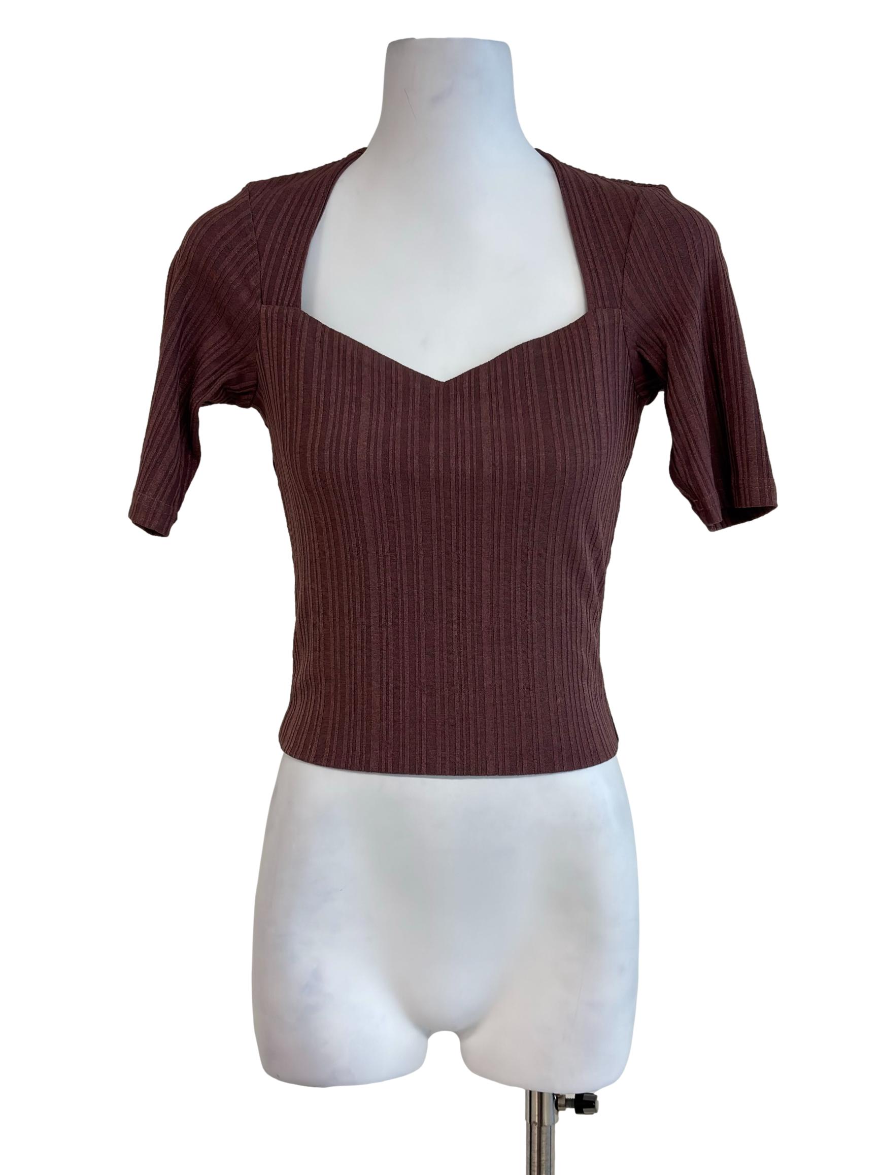 Plum Purple Queen Anne Neckline Top