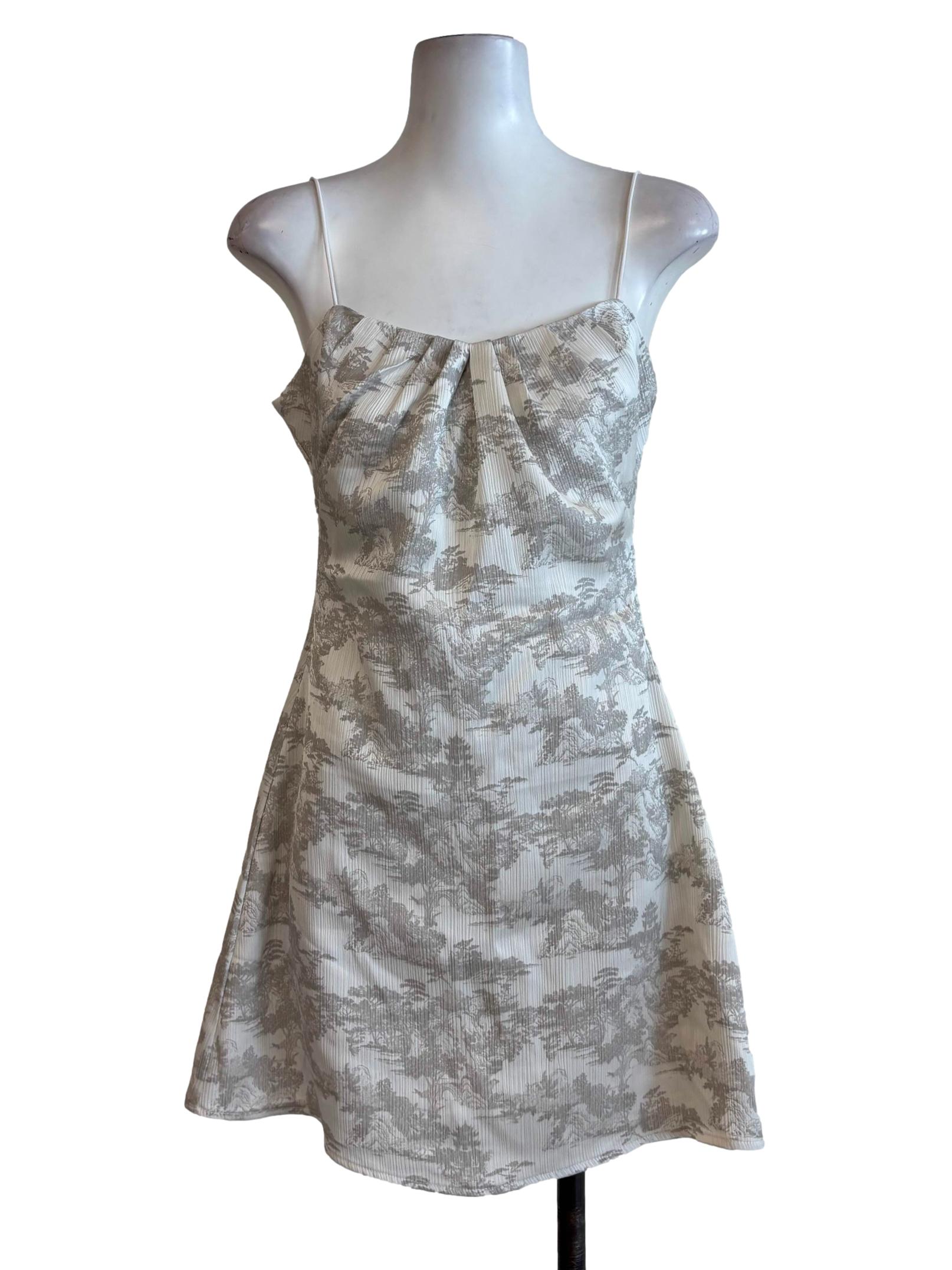 White Bone Grey Patterned Dress