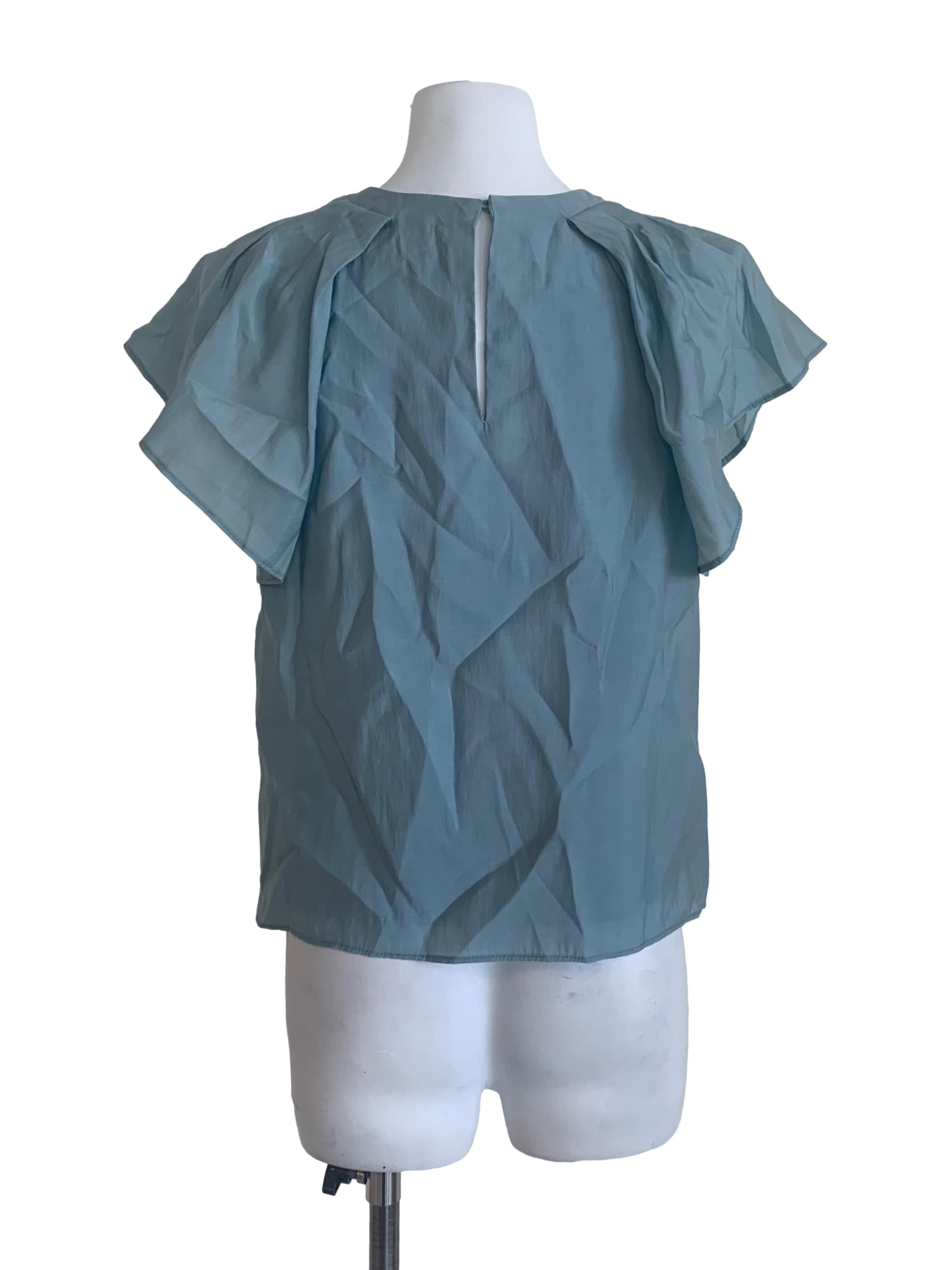 Sapphire Blue Circular-Cap Sleeves Top
