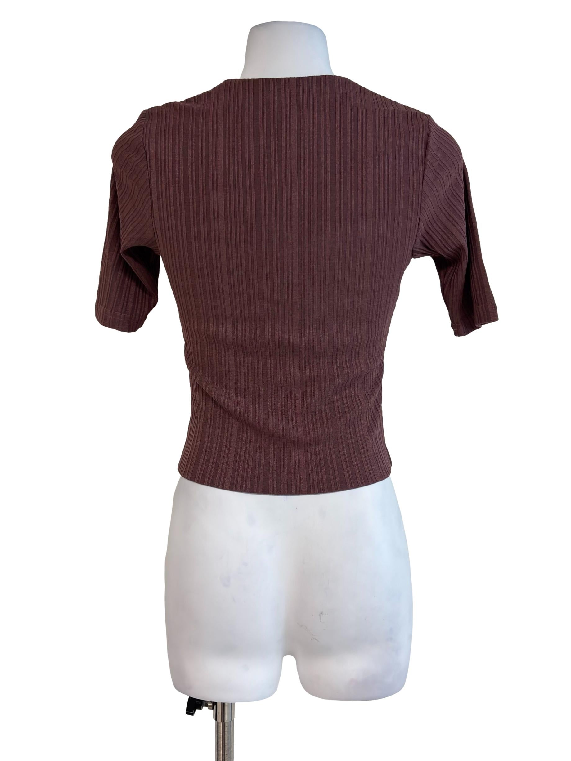 Plum Purple Queen Anne Neckline Top