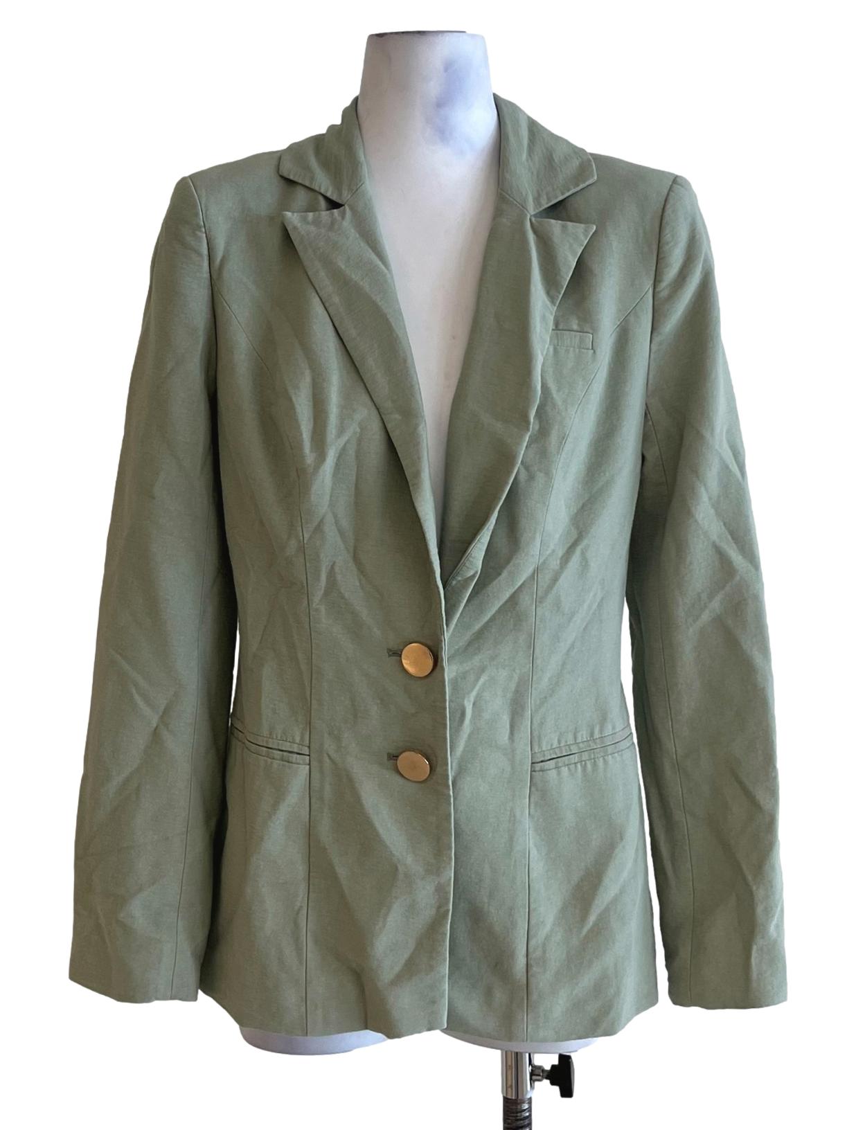 Olive Green Notched Neckline Single-Breasted Blazer