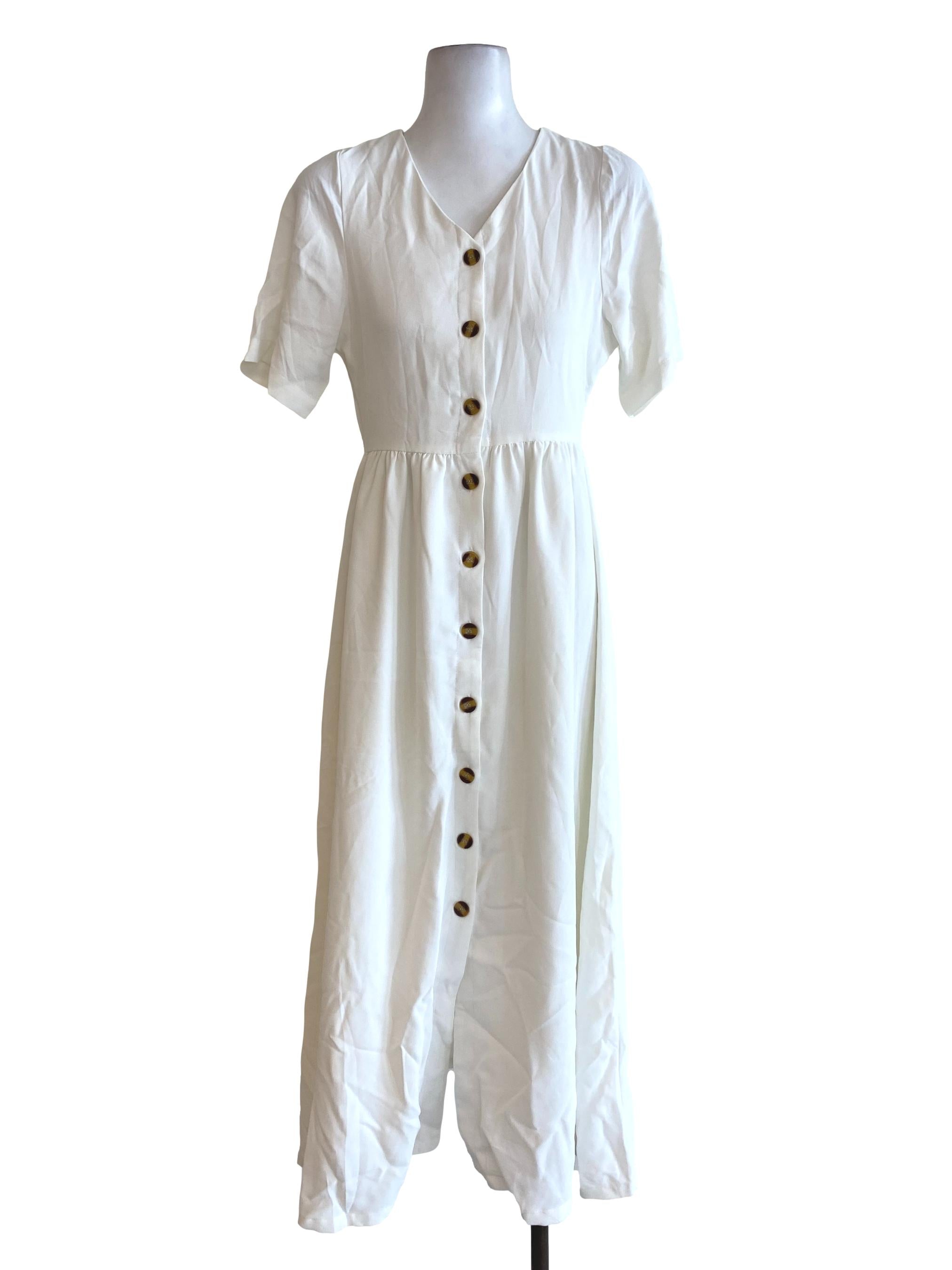 White Button Down Empire Dress