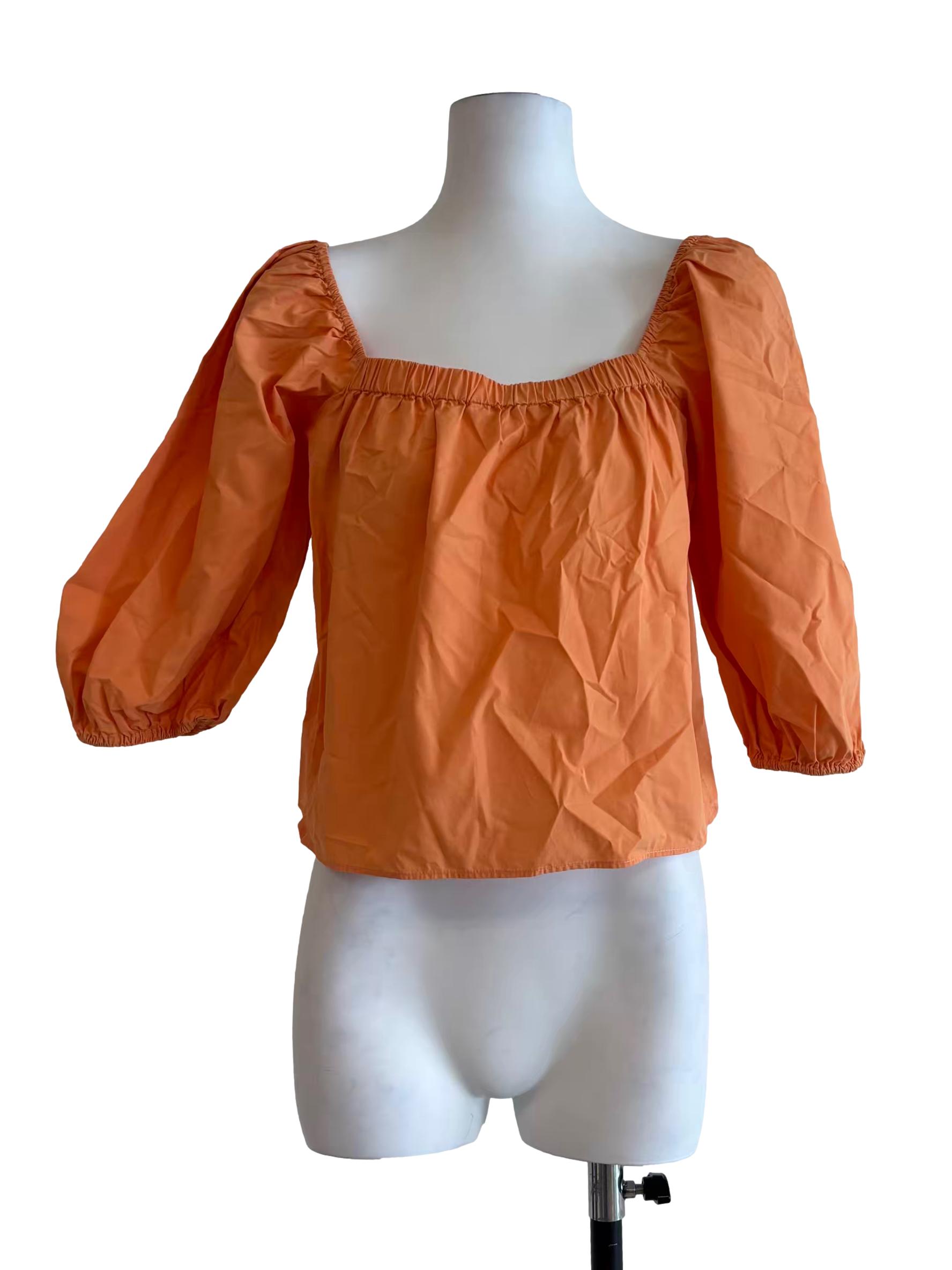 Mandarin Orange Cotton Blouse