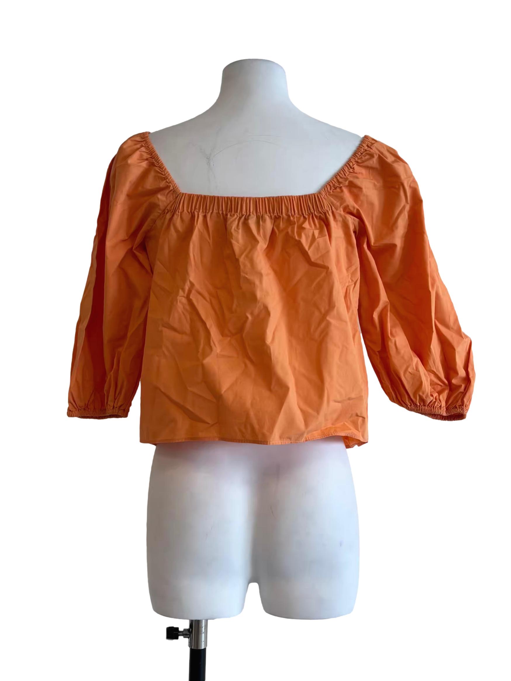 Mandarin Orange Cotton Blouse