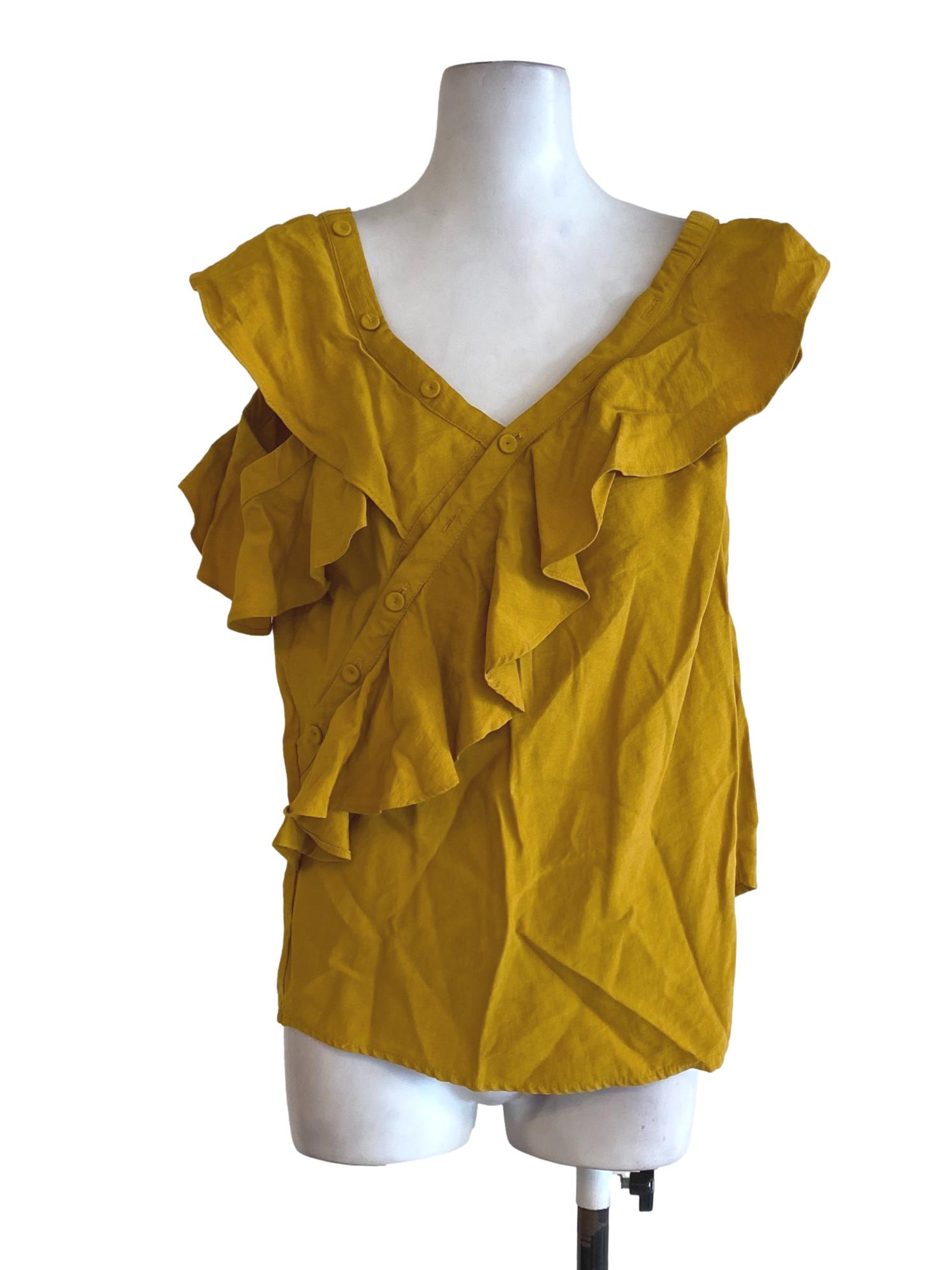 Mustard Ruffle Top