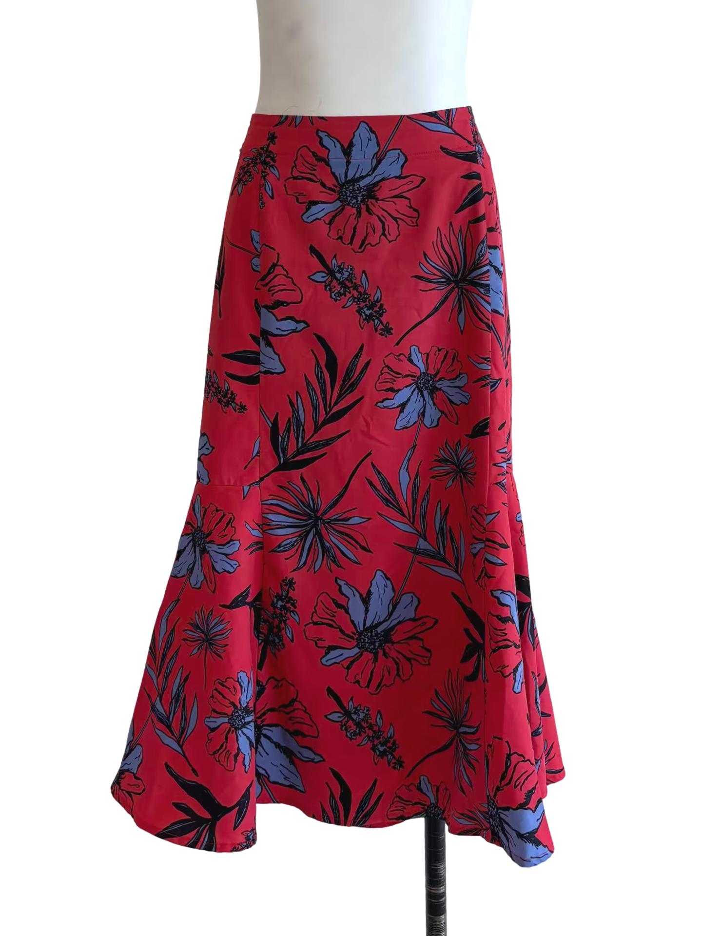Candy Red Printed Skirt