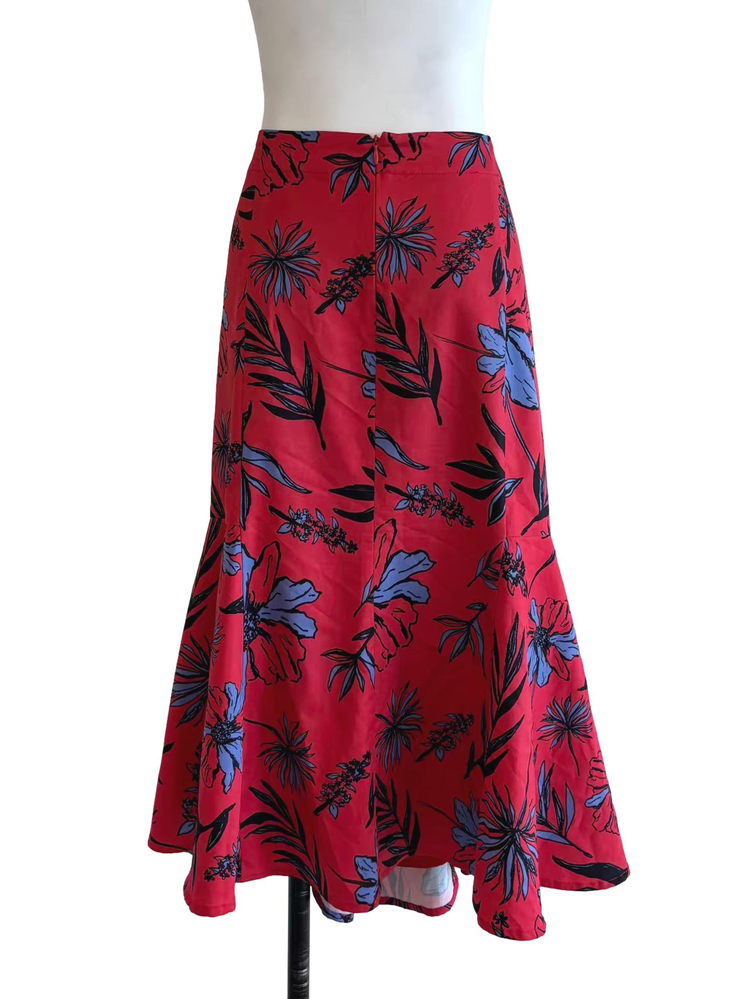 Candy Red Printed Skirt