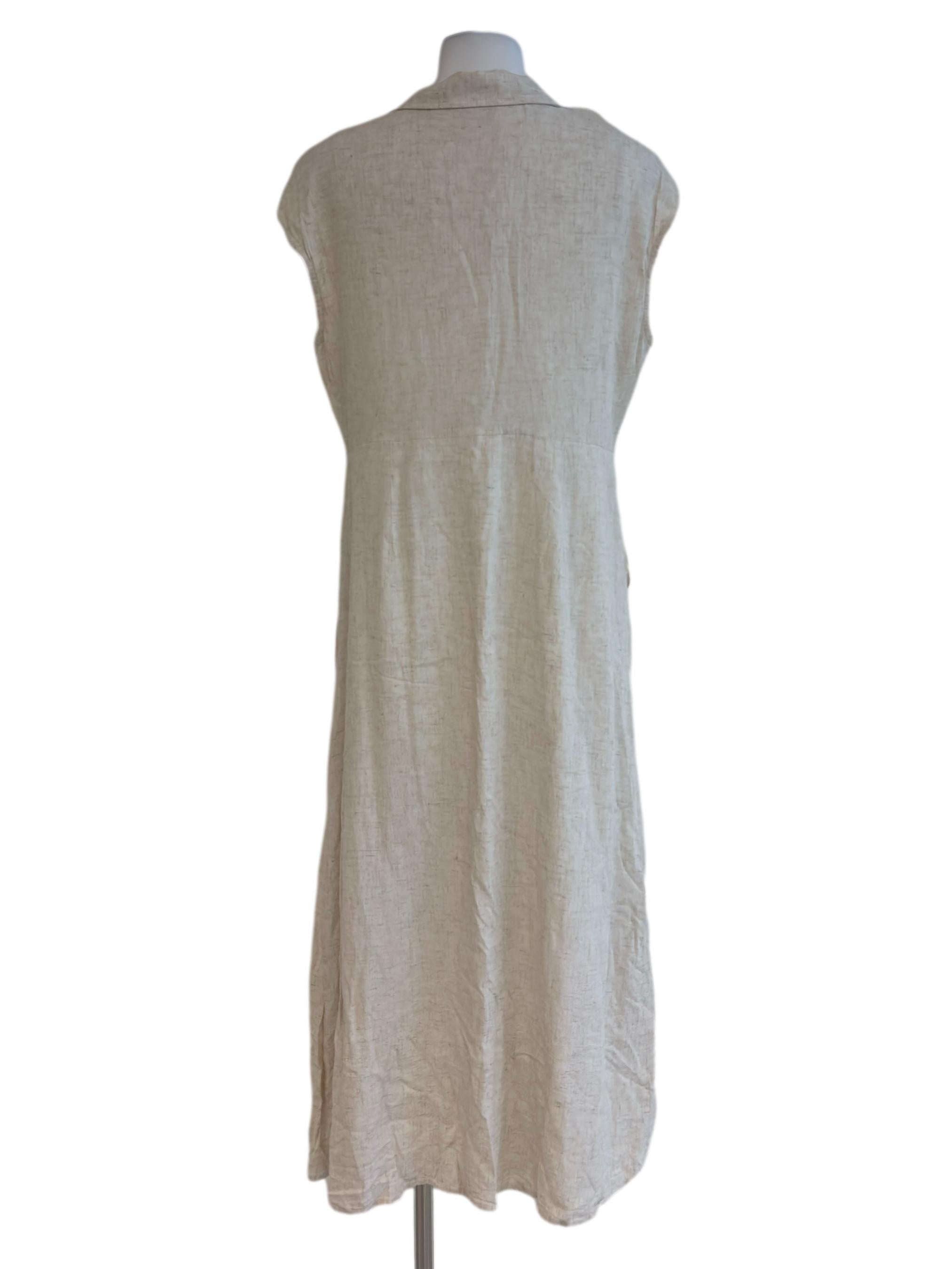 Light Beige Half Button Collared Dress