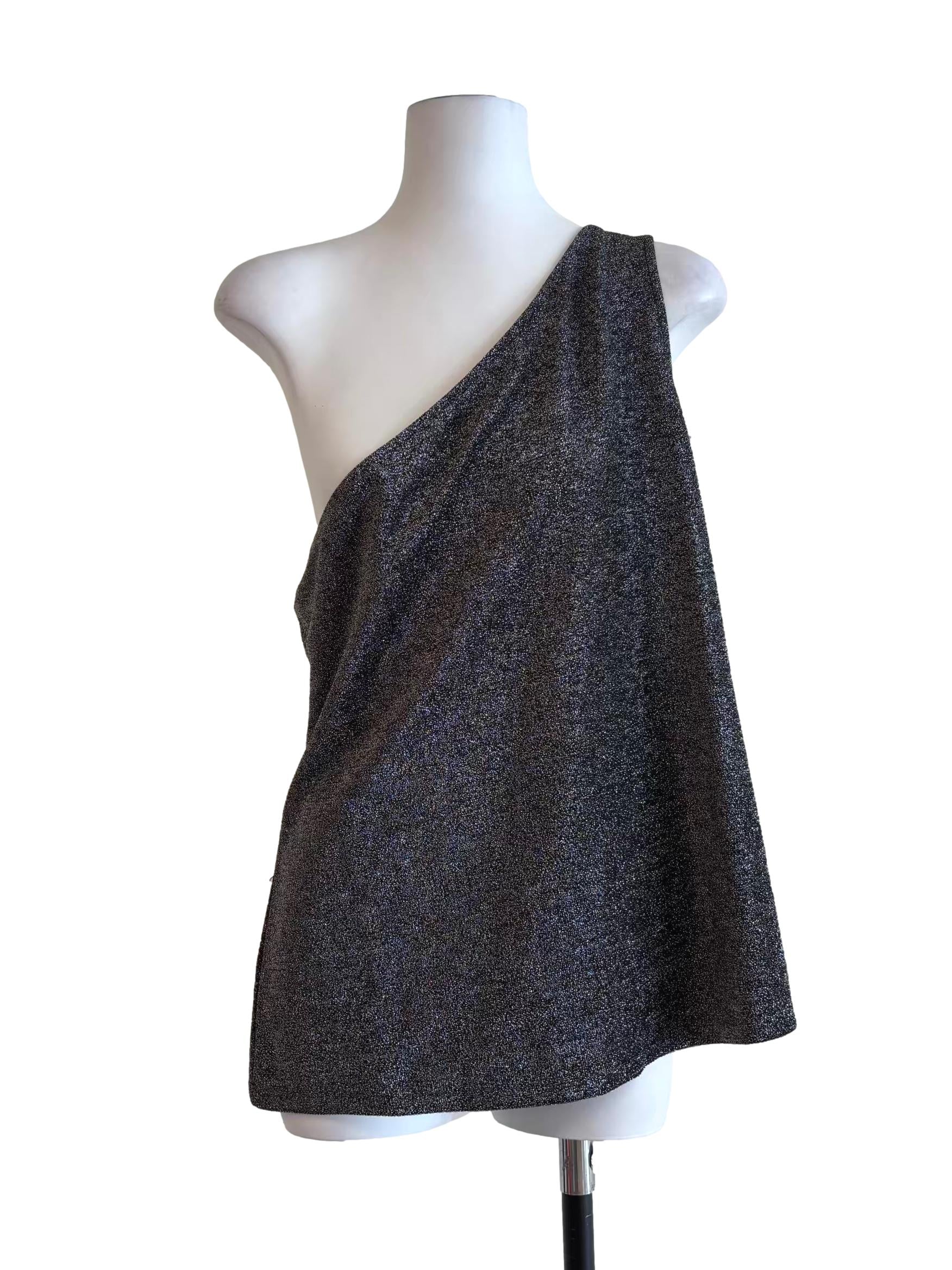 Midnight Black One Shoulder Top