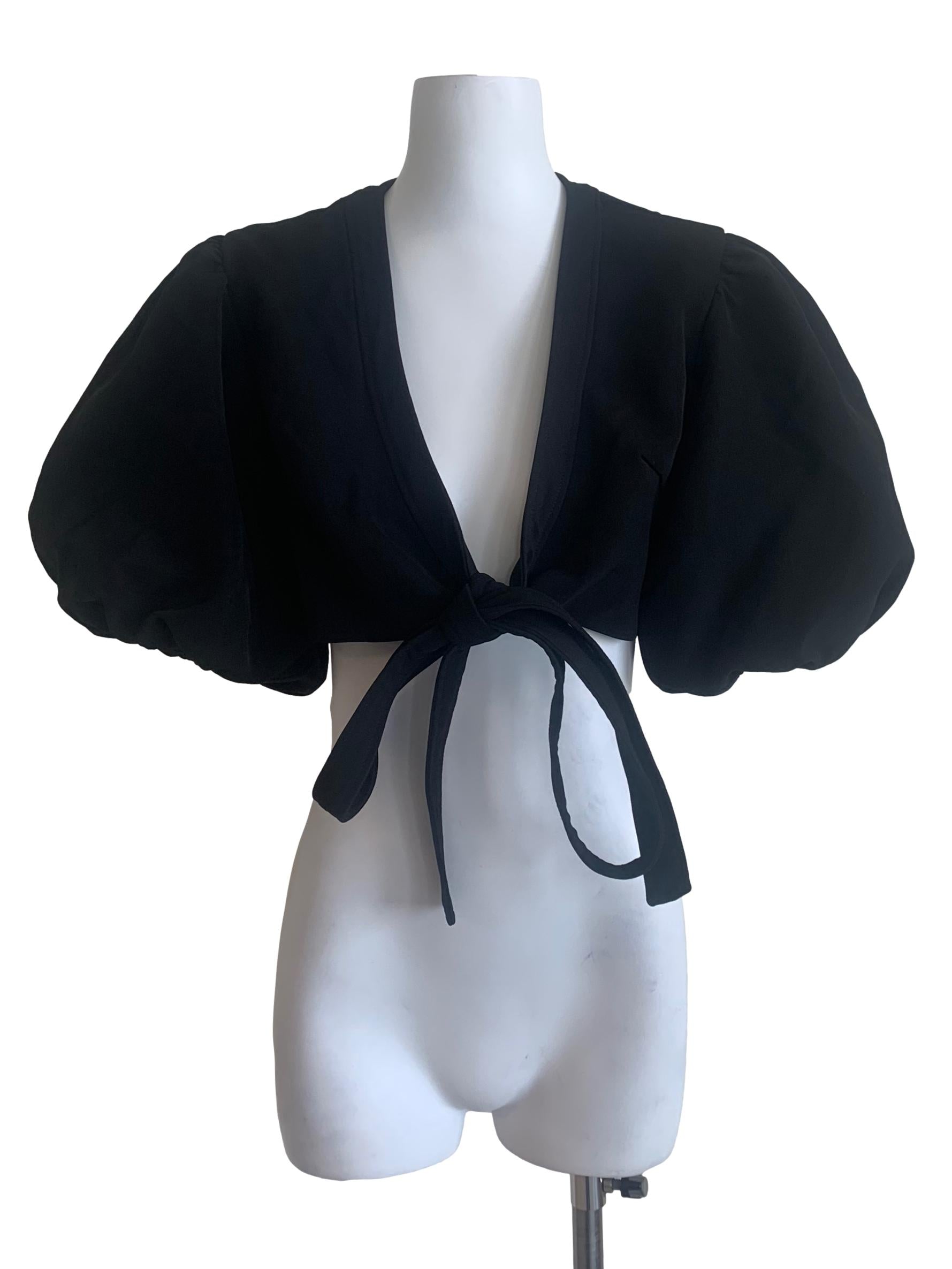 Midnight Black Puffed Sleeves Cardigan