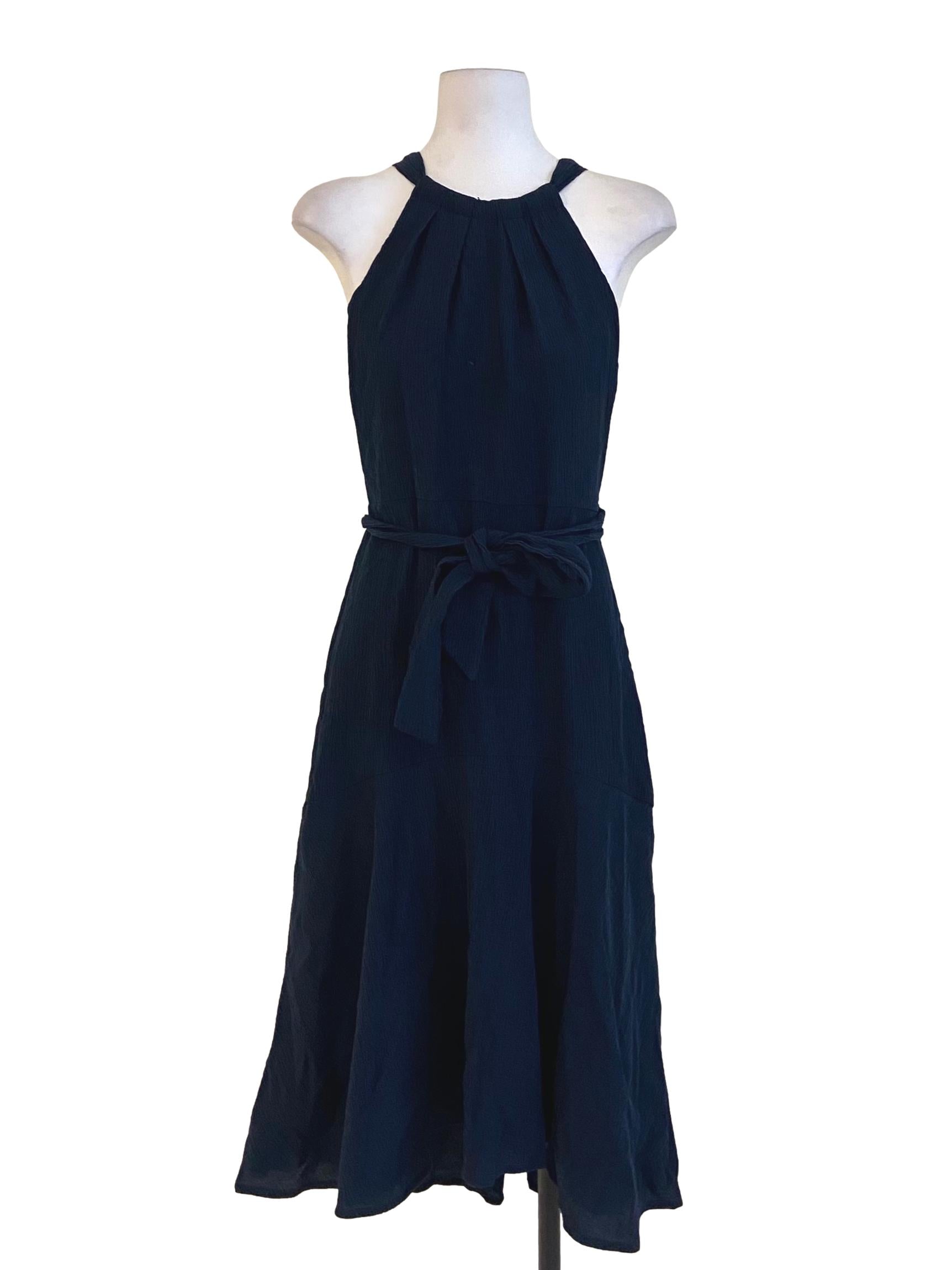 Navy Blue Sleeveless Asymmetric Dress