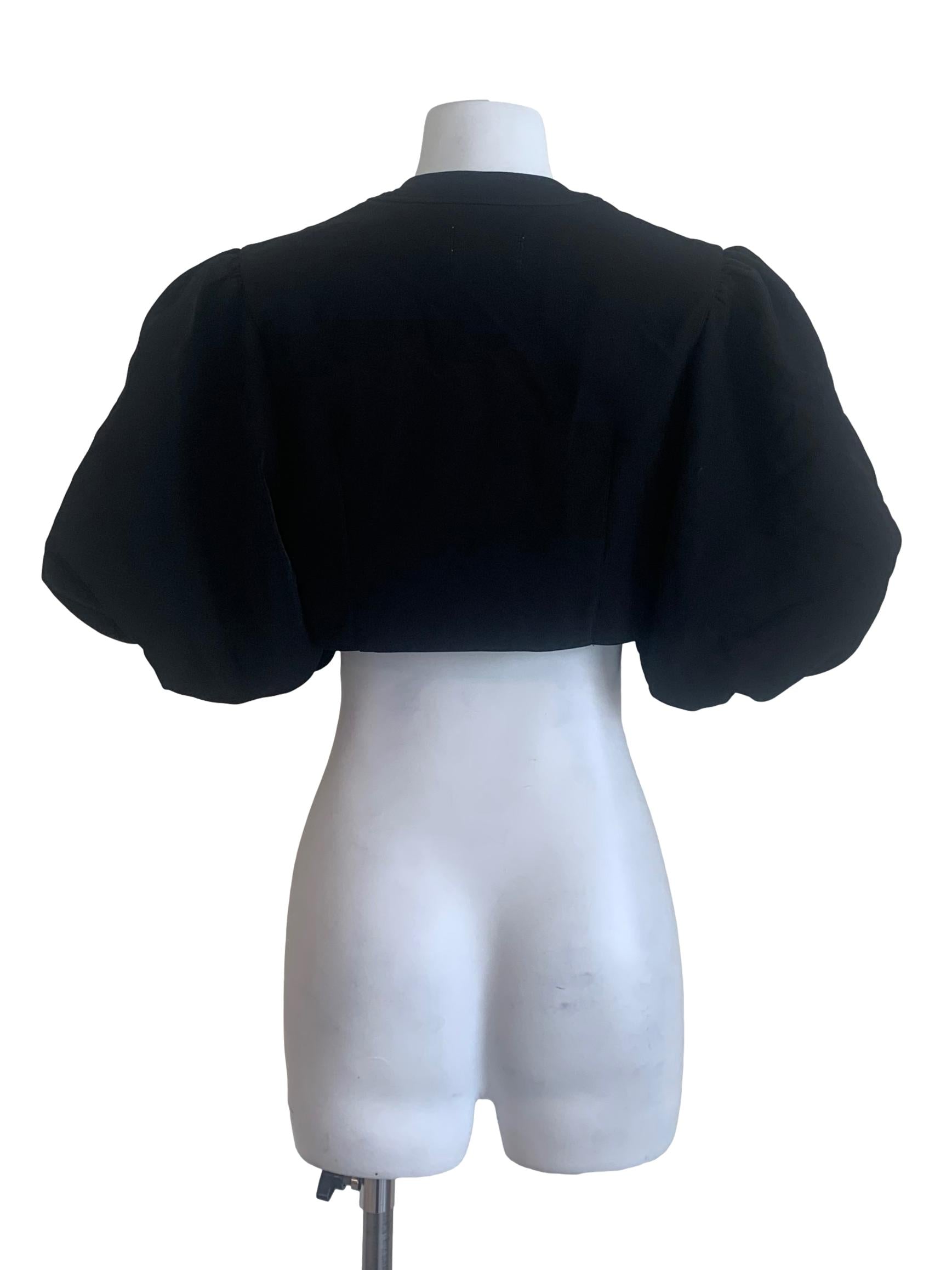 Midnight Black Puffed Sleeves Cardigan