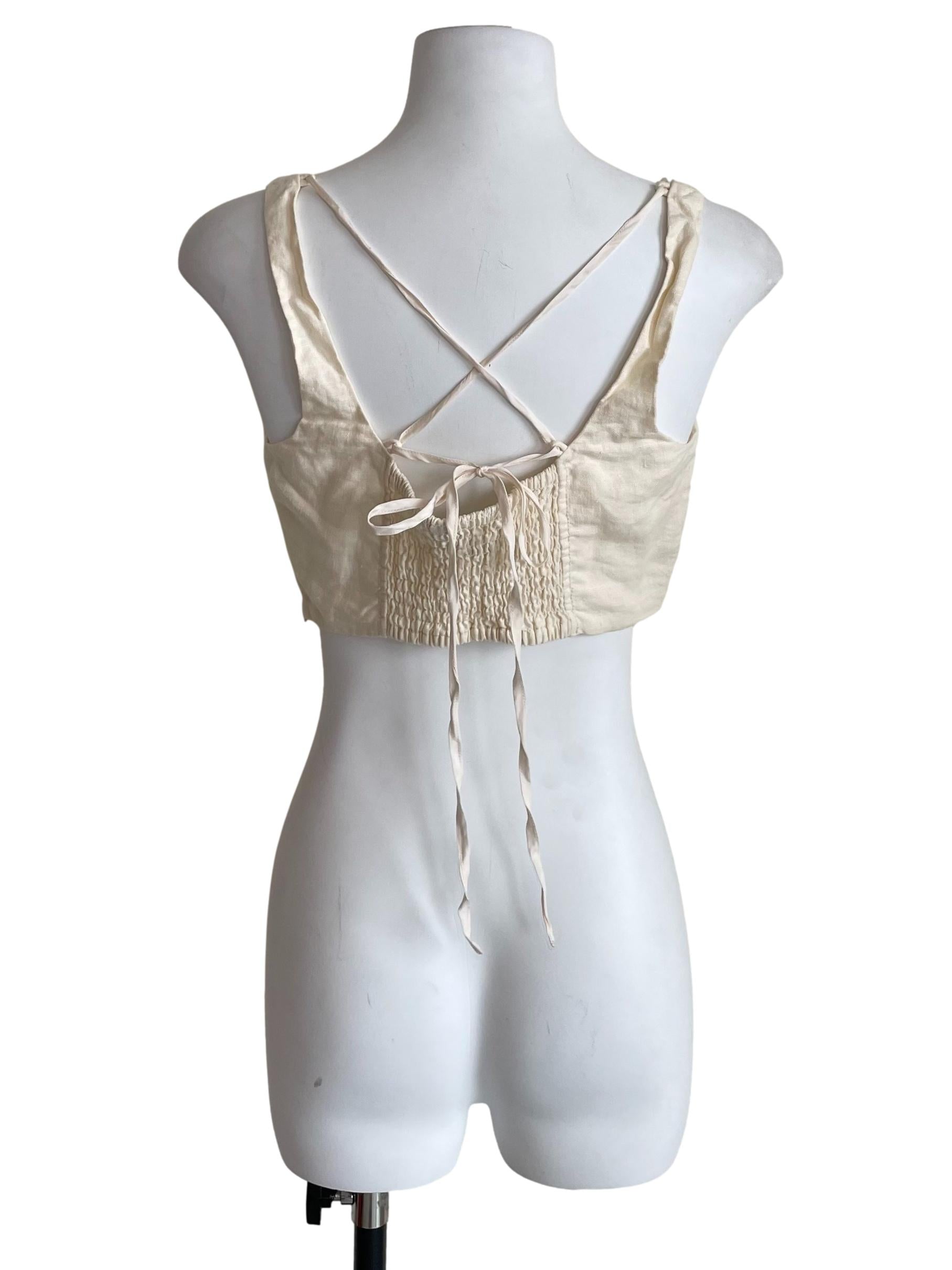 Off White Crossed Straps Tube Top