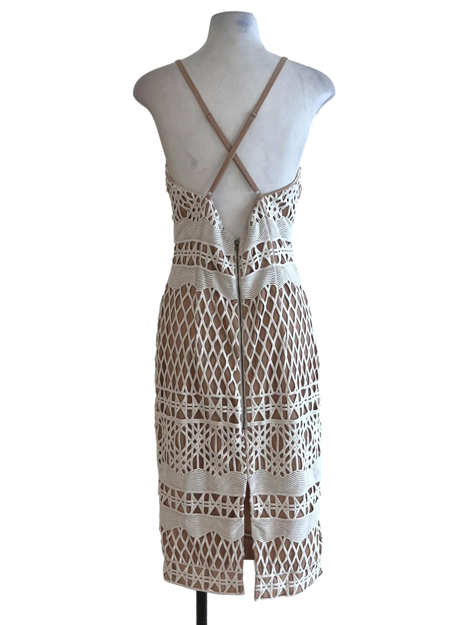 White Beige Lace A-Line Dress