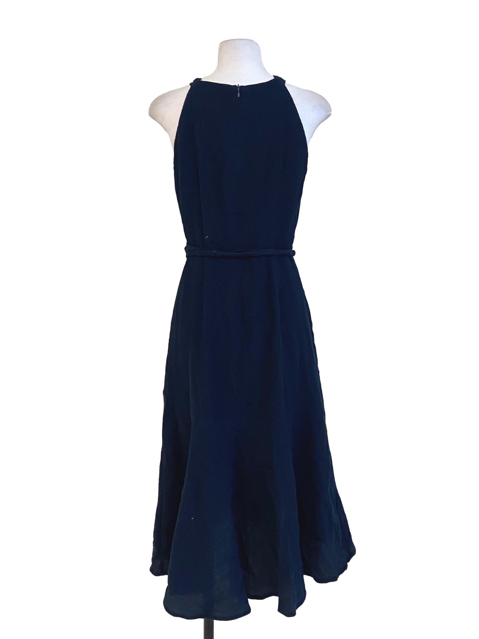 Navy Blue Sleeveless Asymmetric Dress