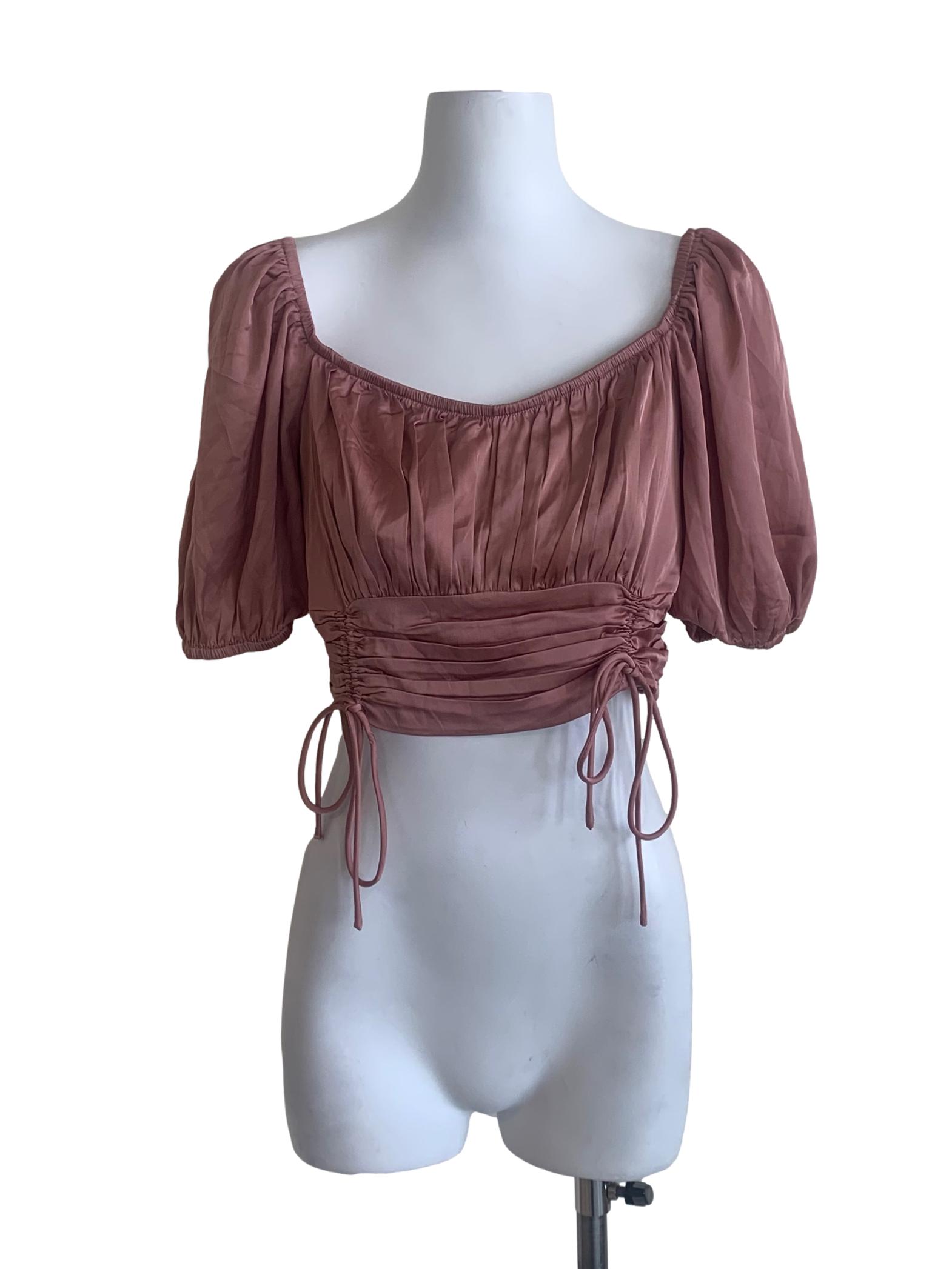 Rose Pink Puffed Sleeves Top