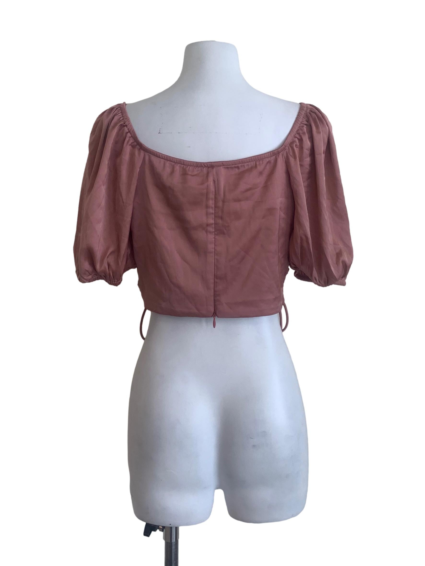 Rose Pink Puffed Sleeves Top