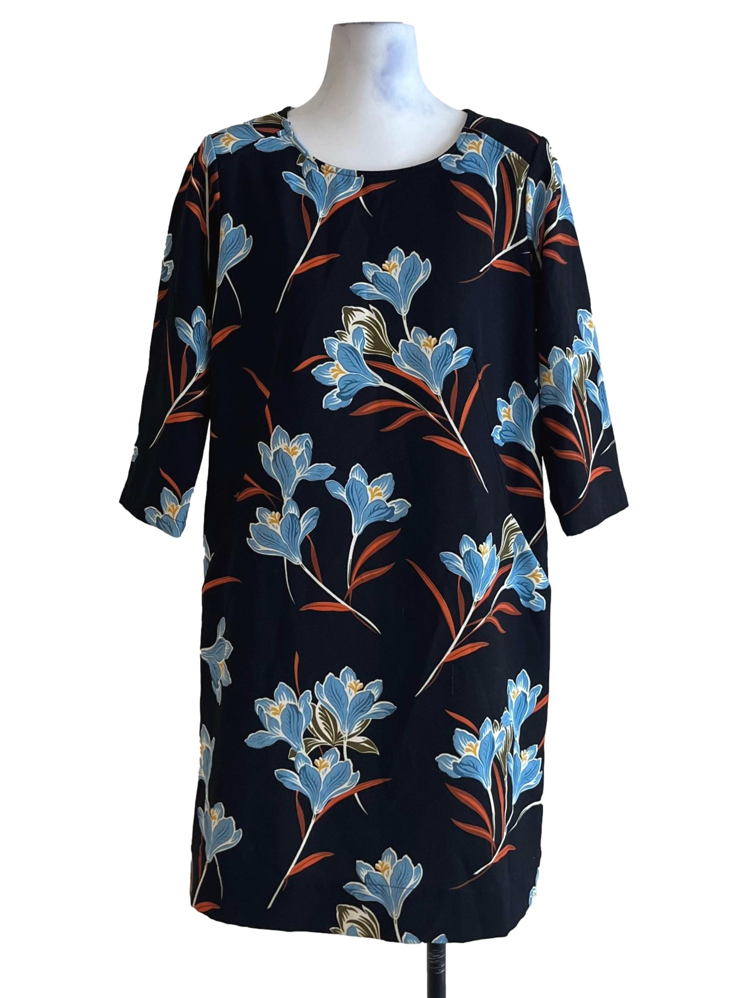 Black Floral Empire Dress