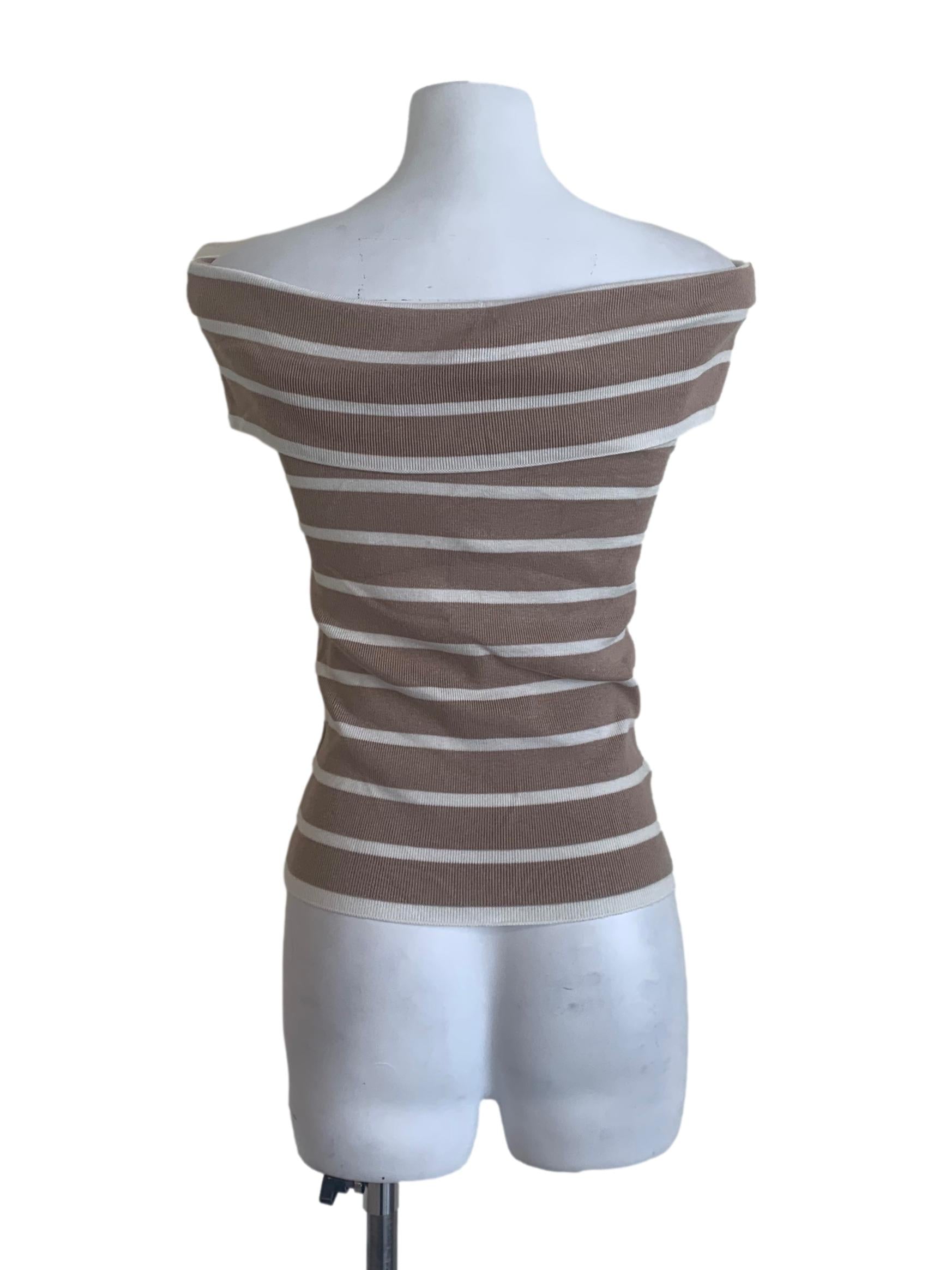 Peanut Brown Stripe Pattern Top