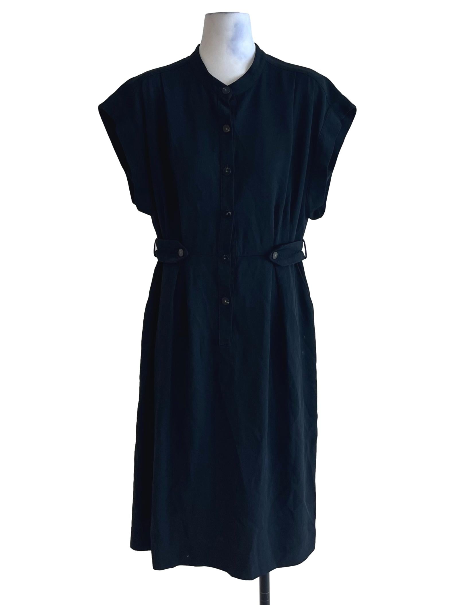 Black Button Front Dress