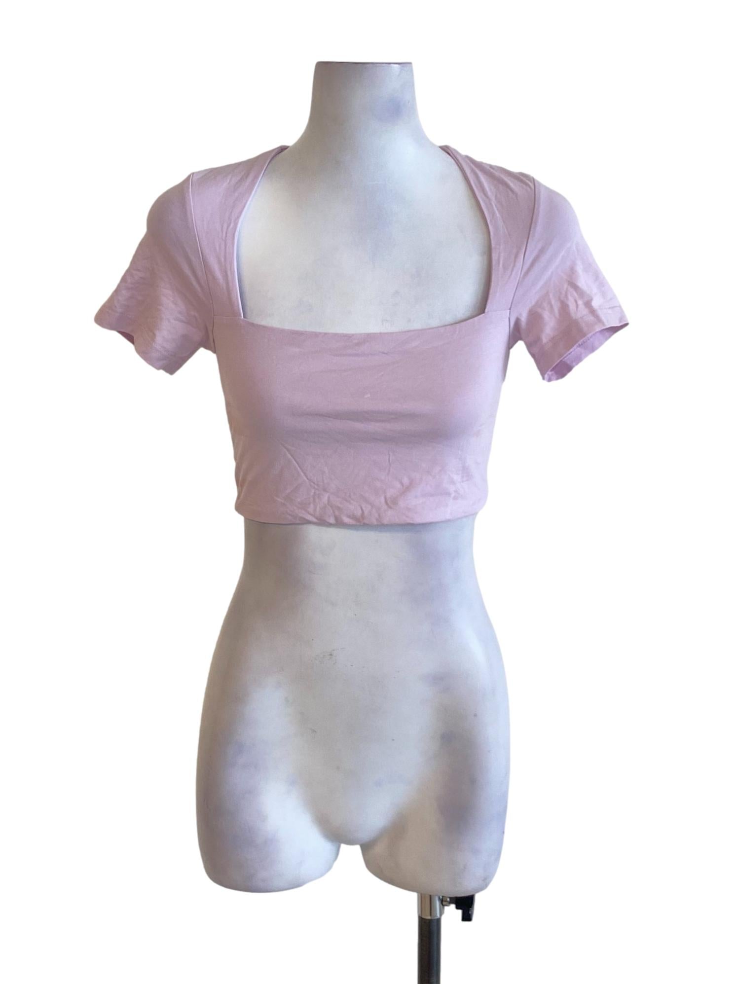 Light Periwinkle Purple Square Neck Fit Cropped Top