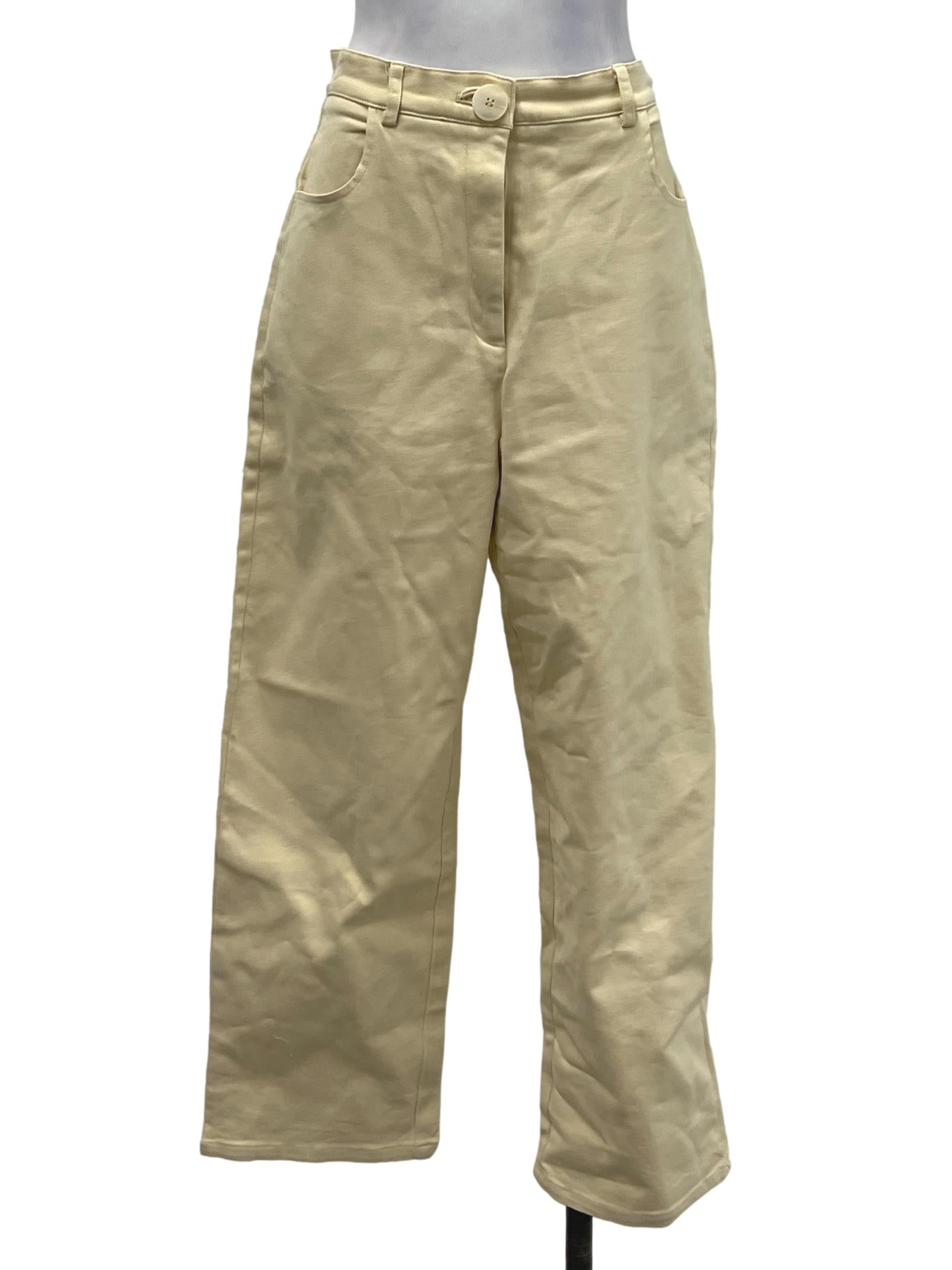 Cotton Pleat Full-Length Pants