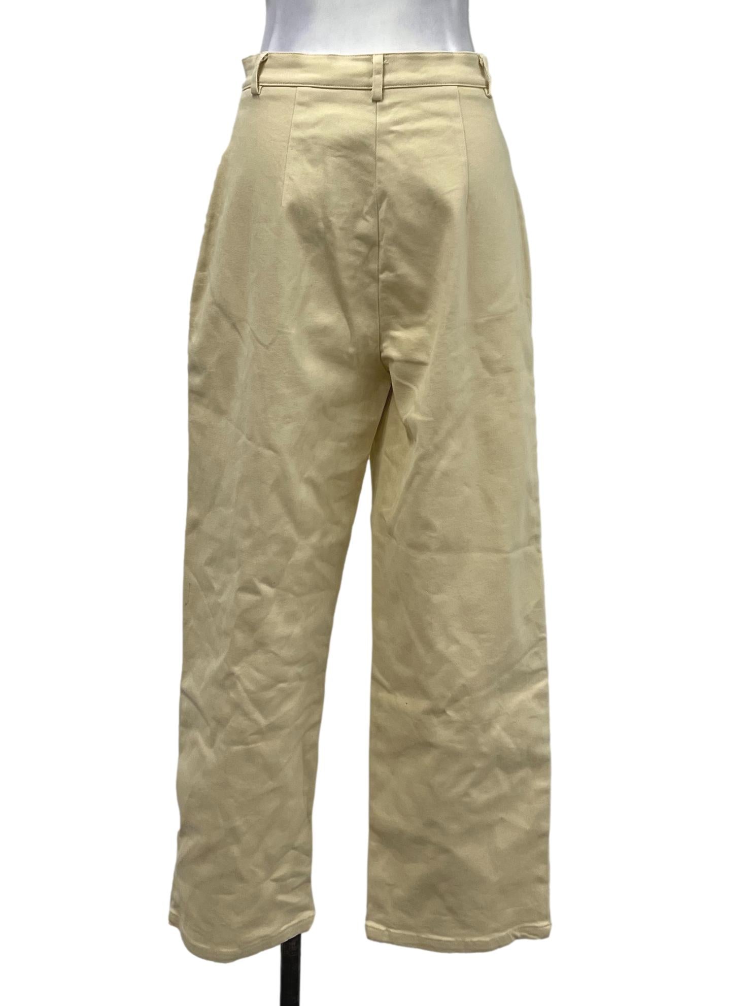 Cotton Pleat Full-Length Pants