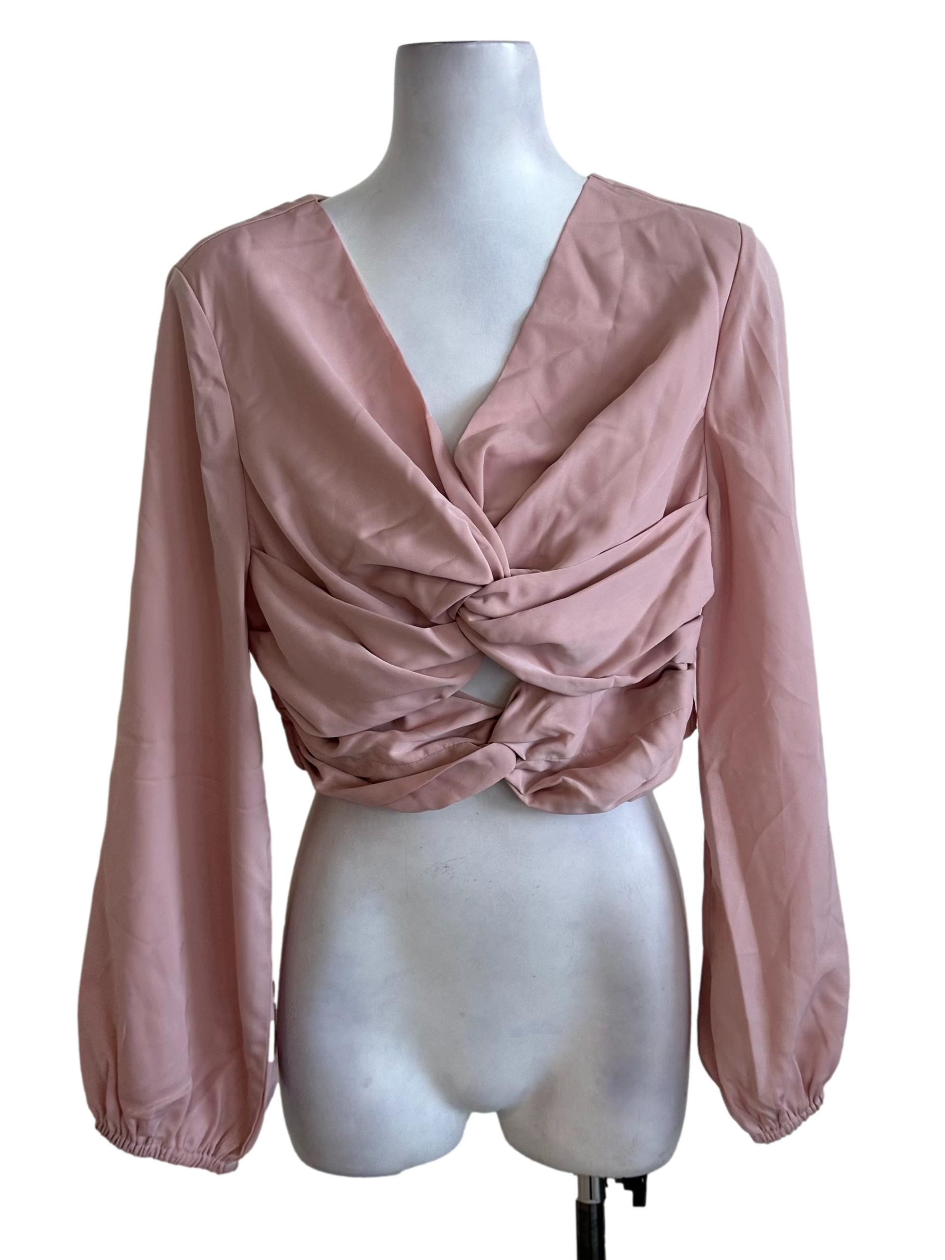 Dusty Pink Long Sleeve Knot Top