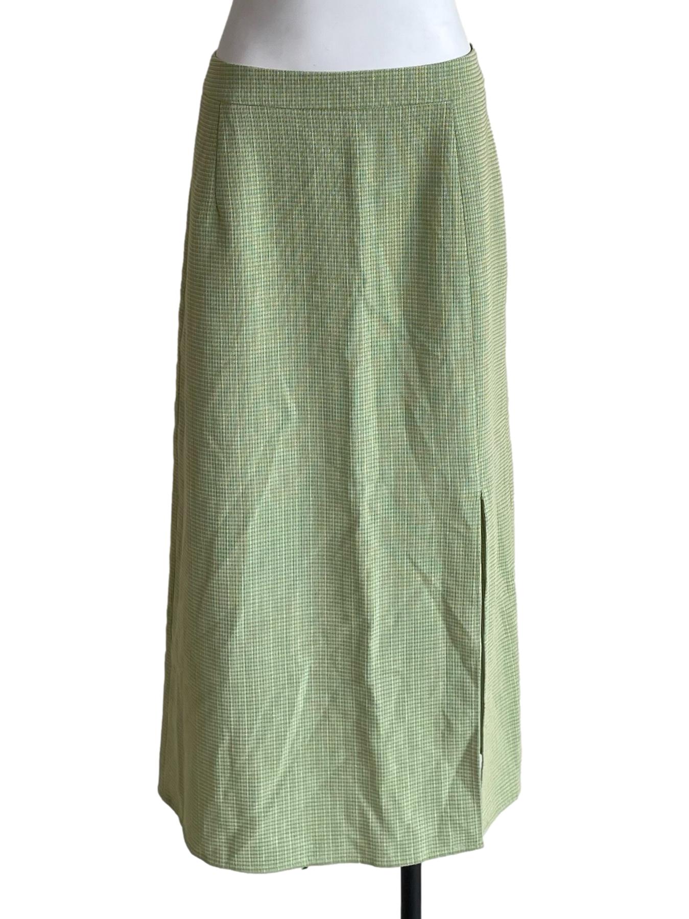 Light Green Tweed Slit Skirt