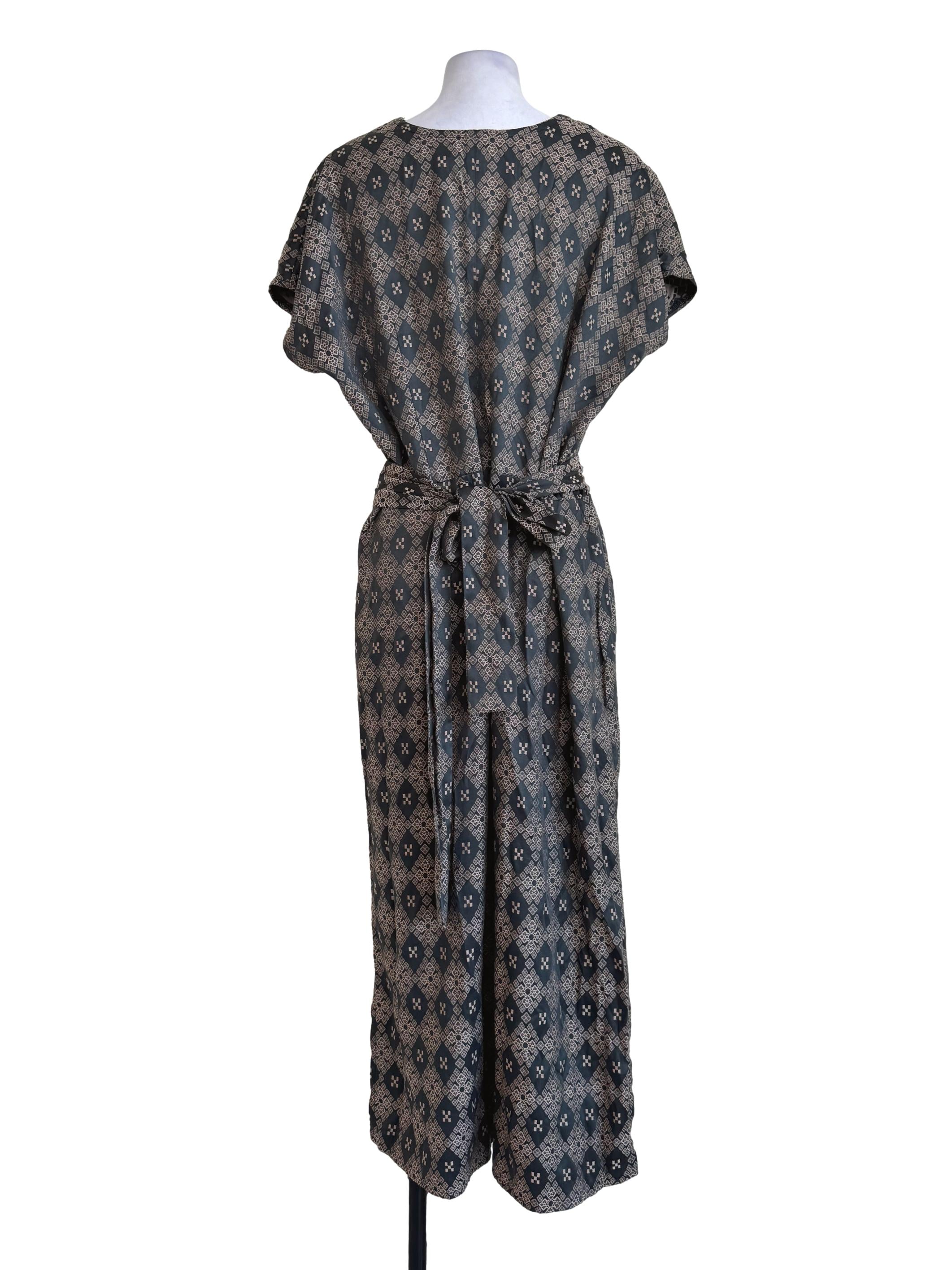 Steel Grey Songket Motifs V Neck Dress