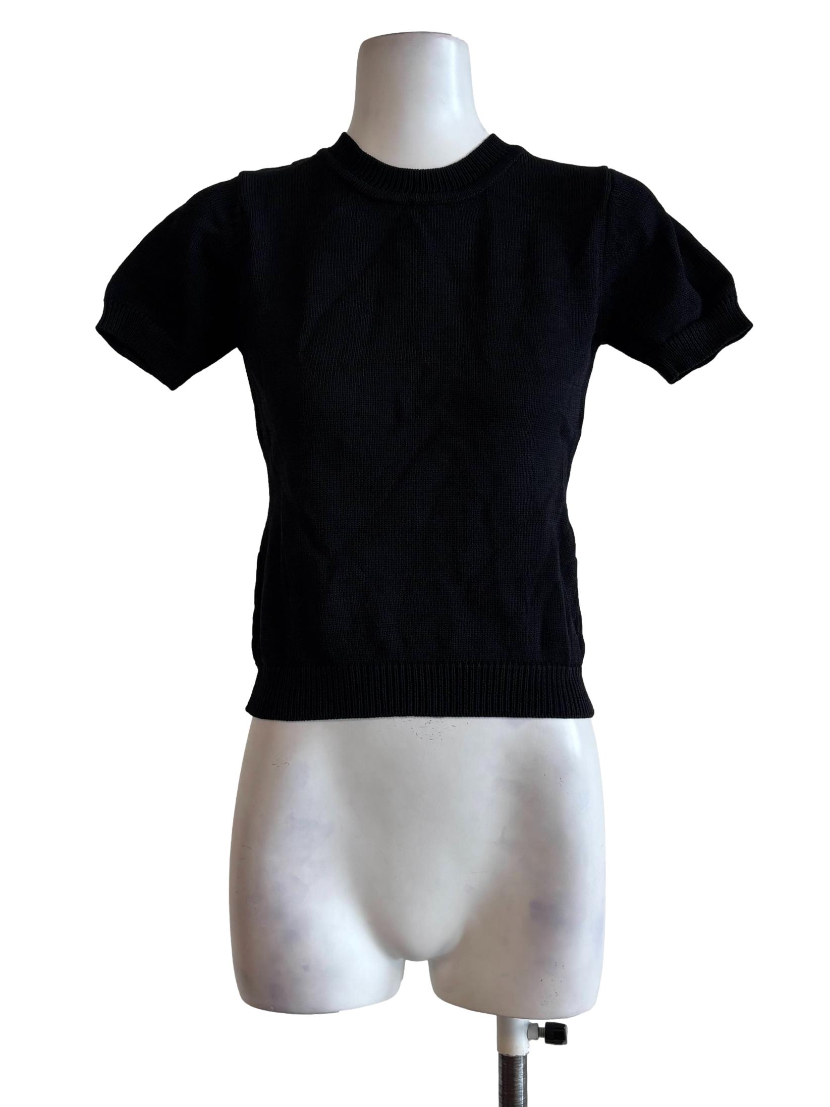 Soft Black Short Sleeve Knit Top