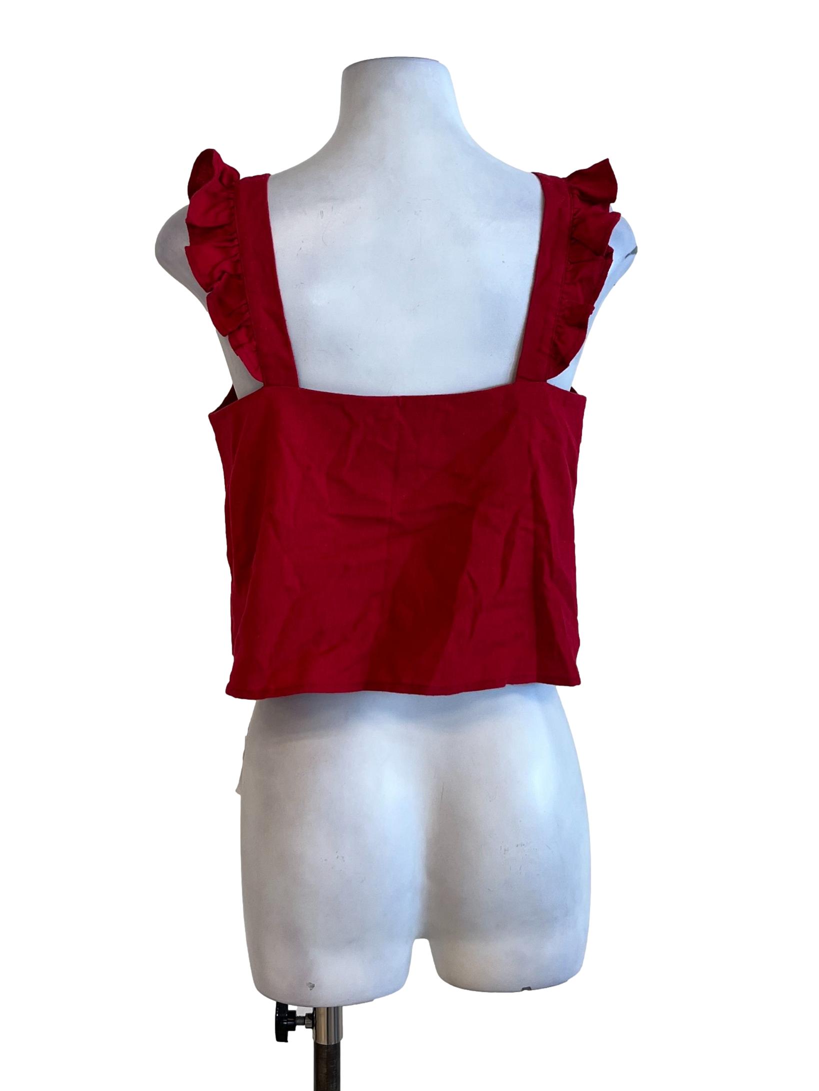 Red Plain Sleeveless Top