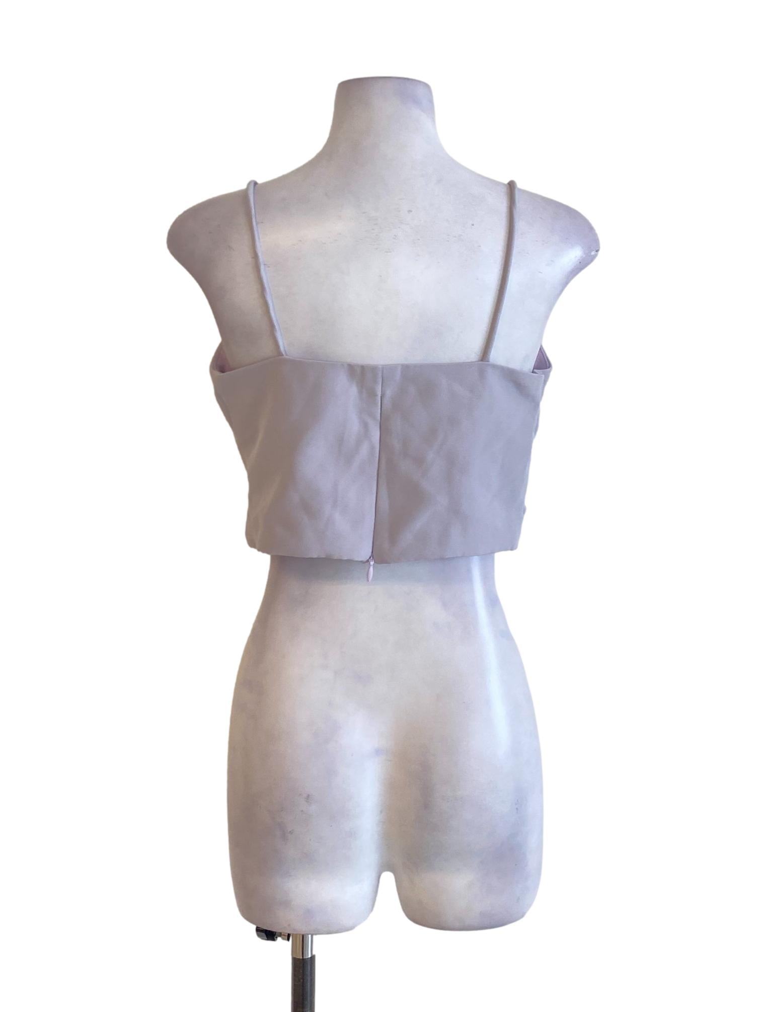 Light Heather Purple Bow Bust Spaghetti Strap Cropped Top
