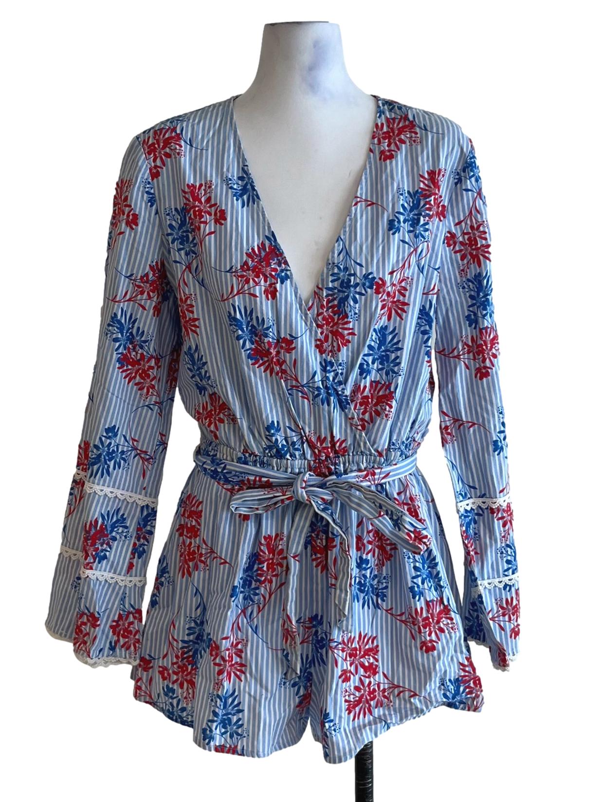 Blue Floral Romper