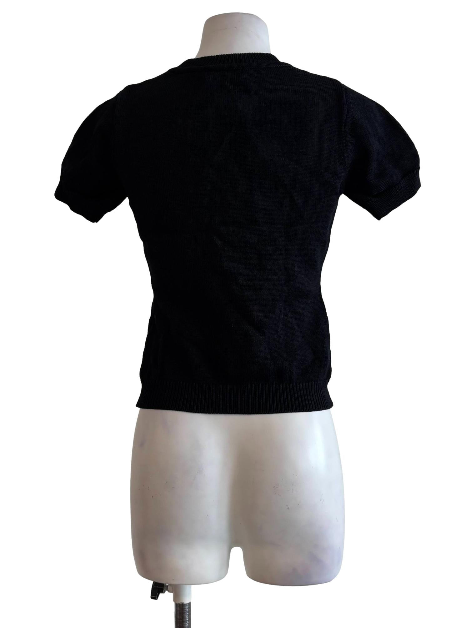 Soft Black Short Sleeve Knit Top