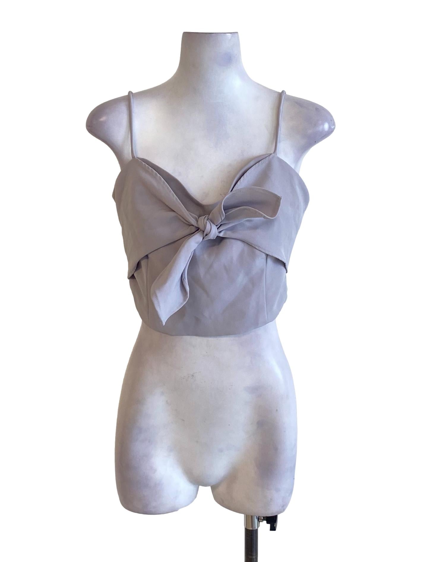 Light Heather Purple Bow Bust Spaghetti Strap Cropped Top