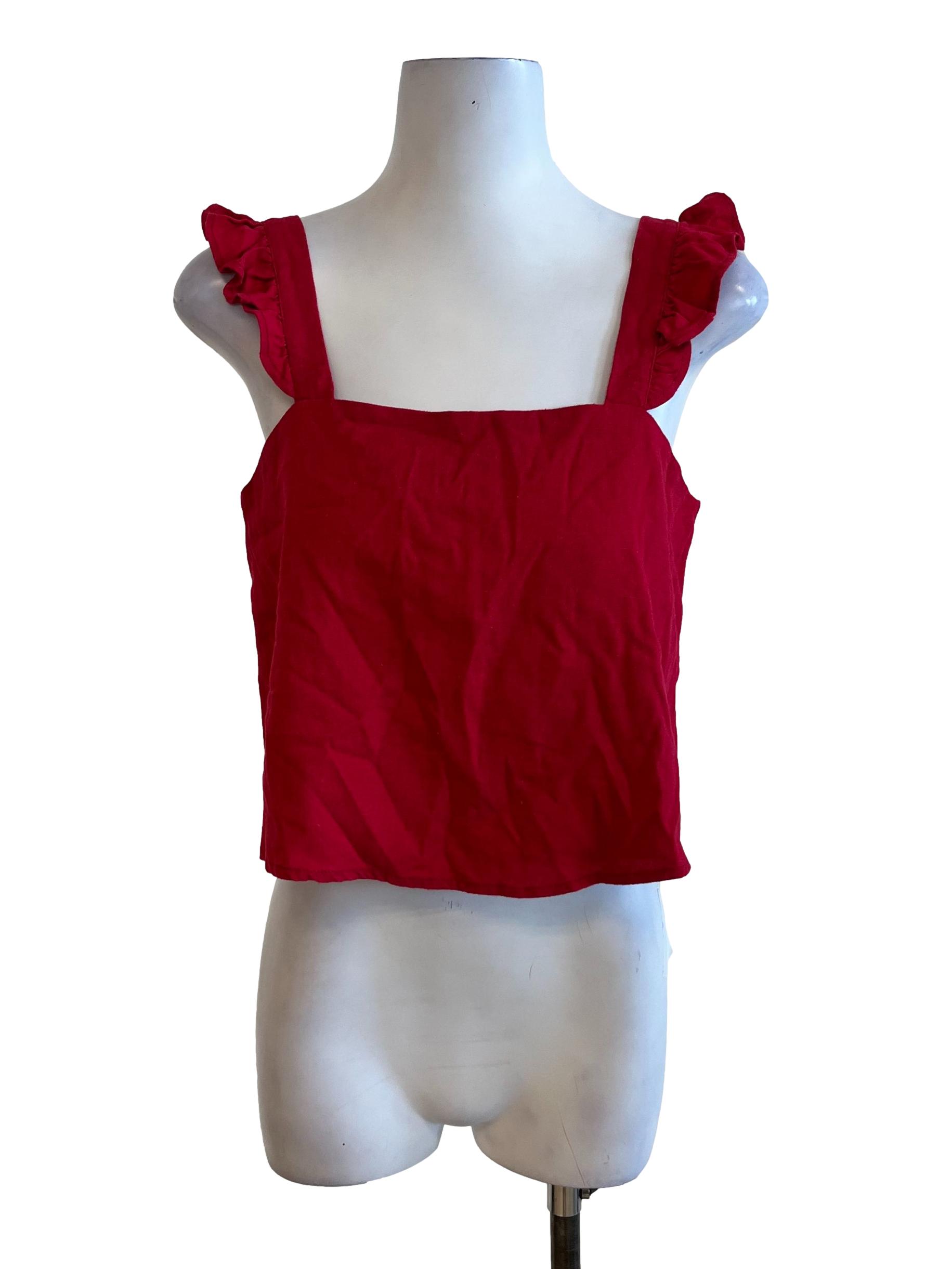Red Plain Sleeveless Top