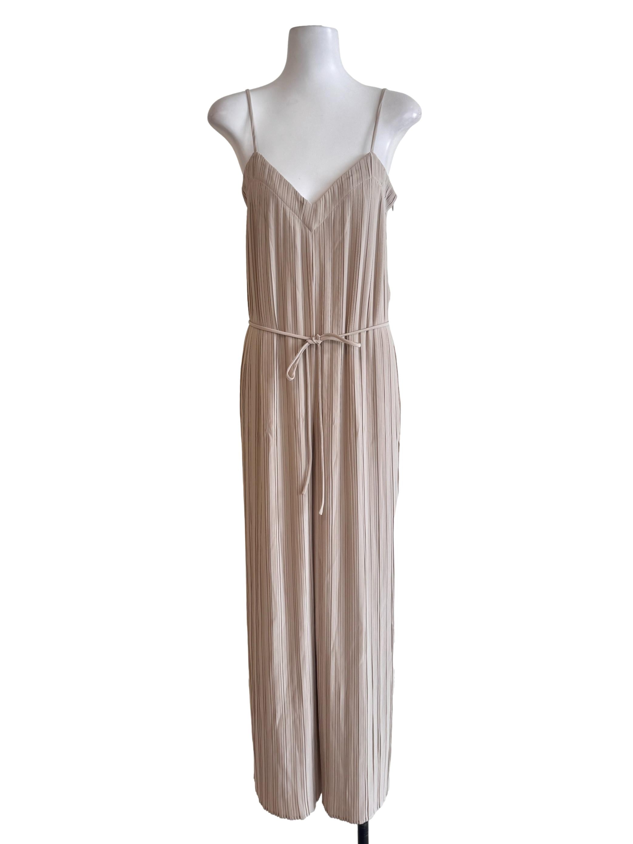 Bone White Pleated Jumpsuits