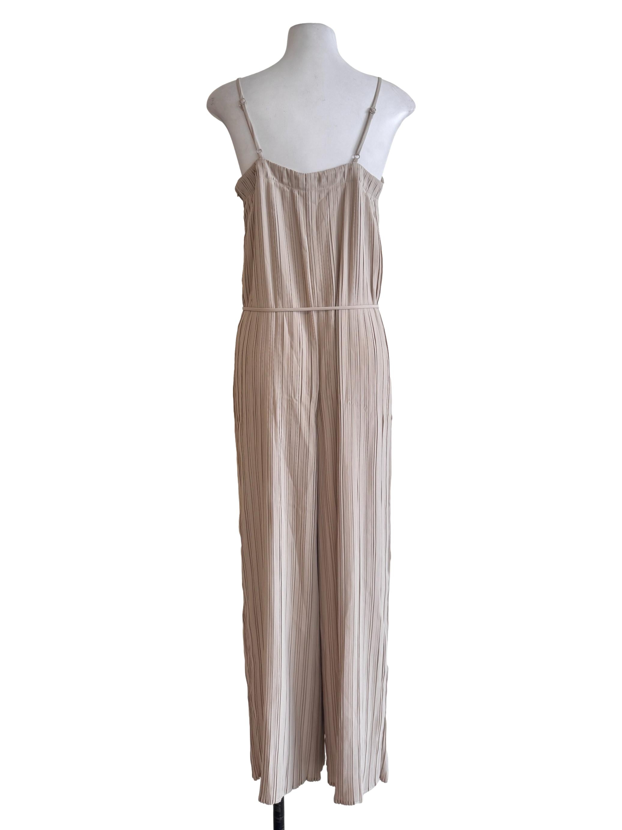 Bone White Pleated Jumpsuits