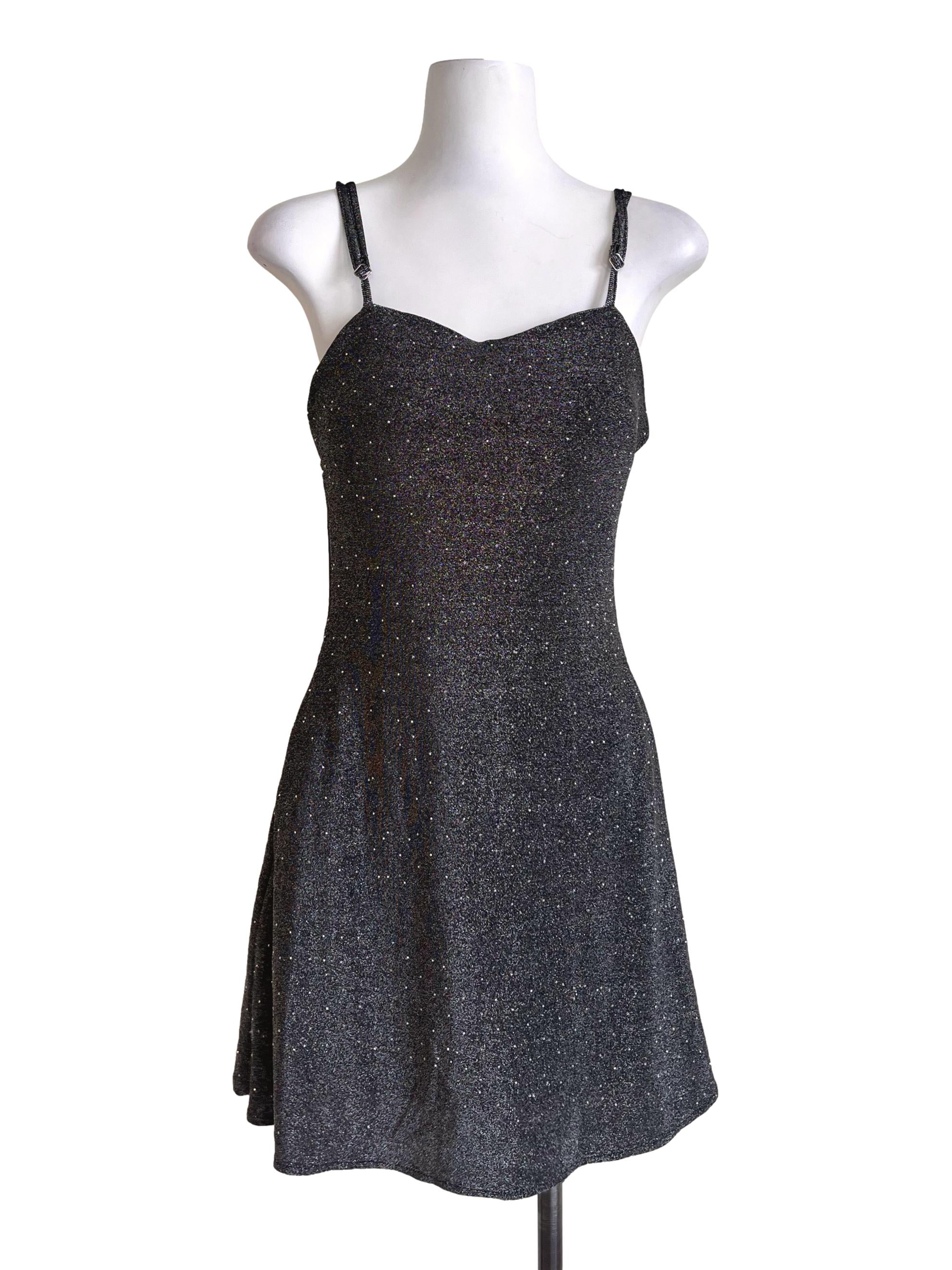 Crow Black Glitter Pattern Dress