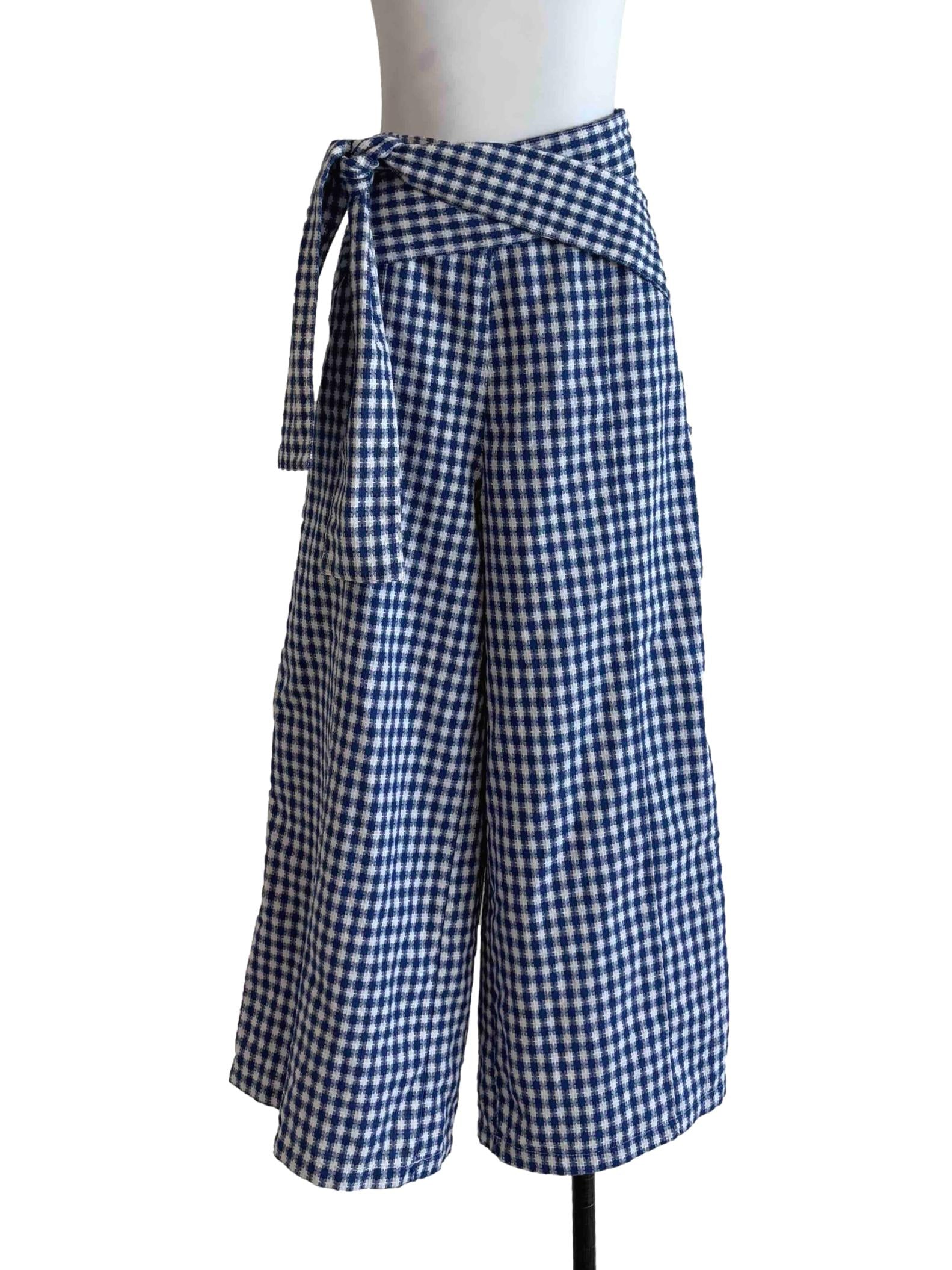 Berry Blue Checkered Wide Pants