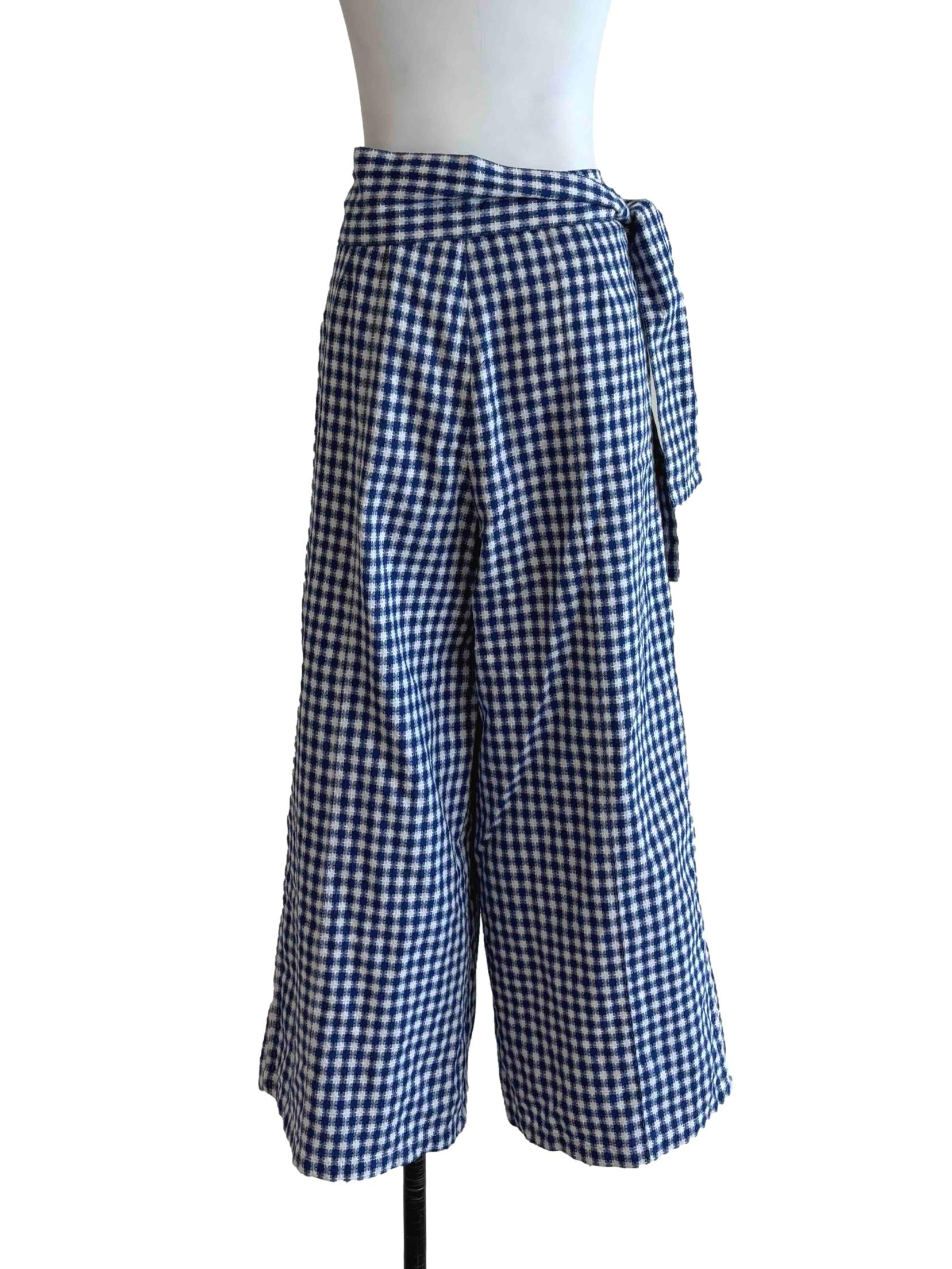 Berry Blue Checkered Wide Pants