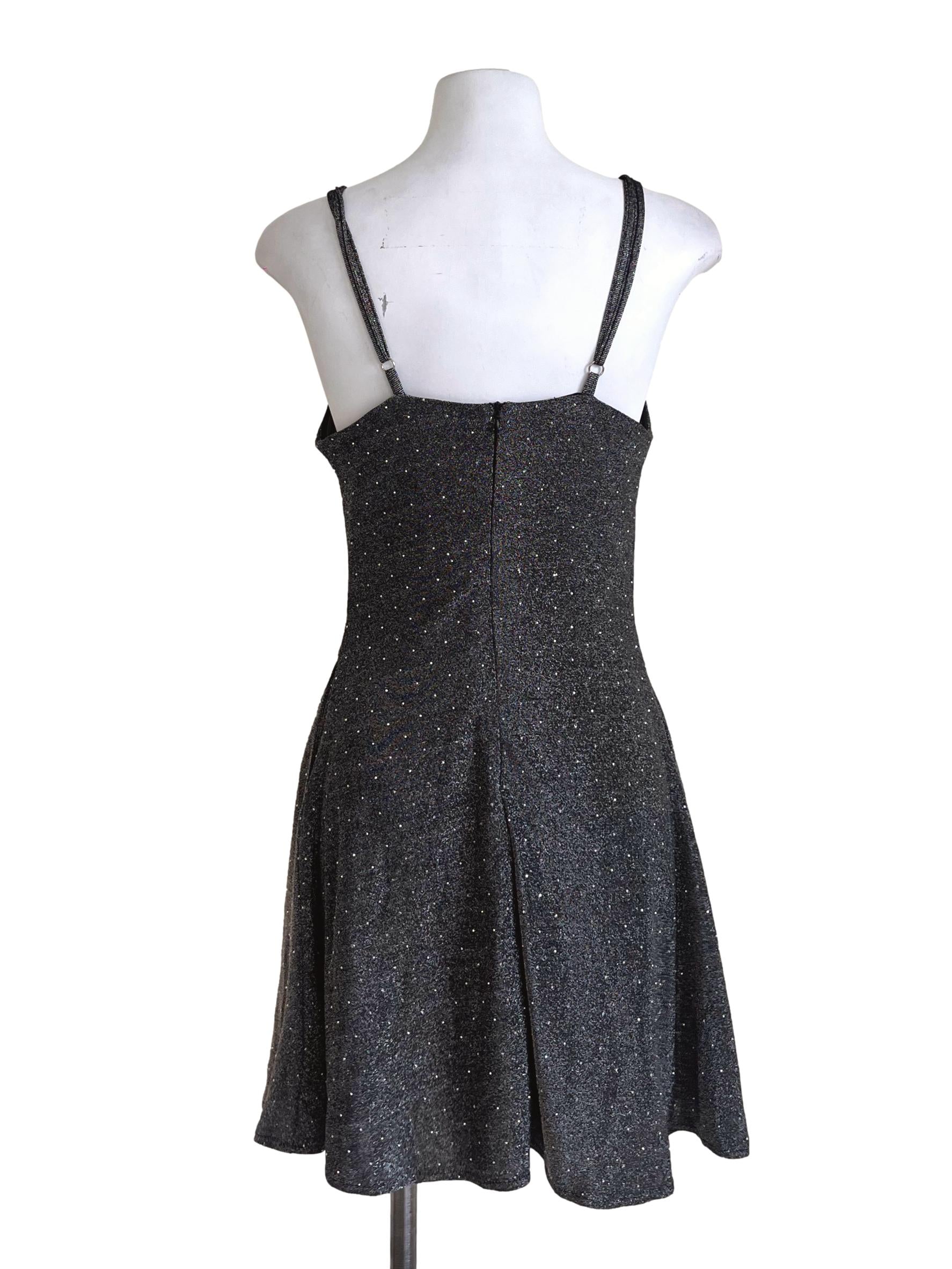 Crow Black Glitter Pattern Dress