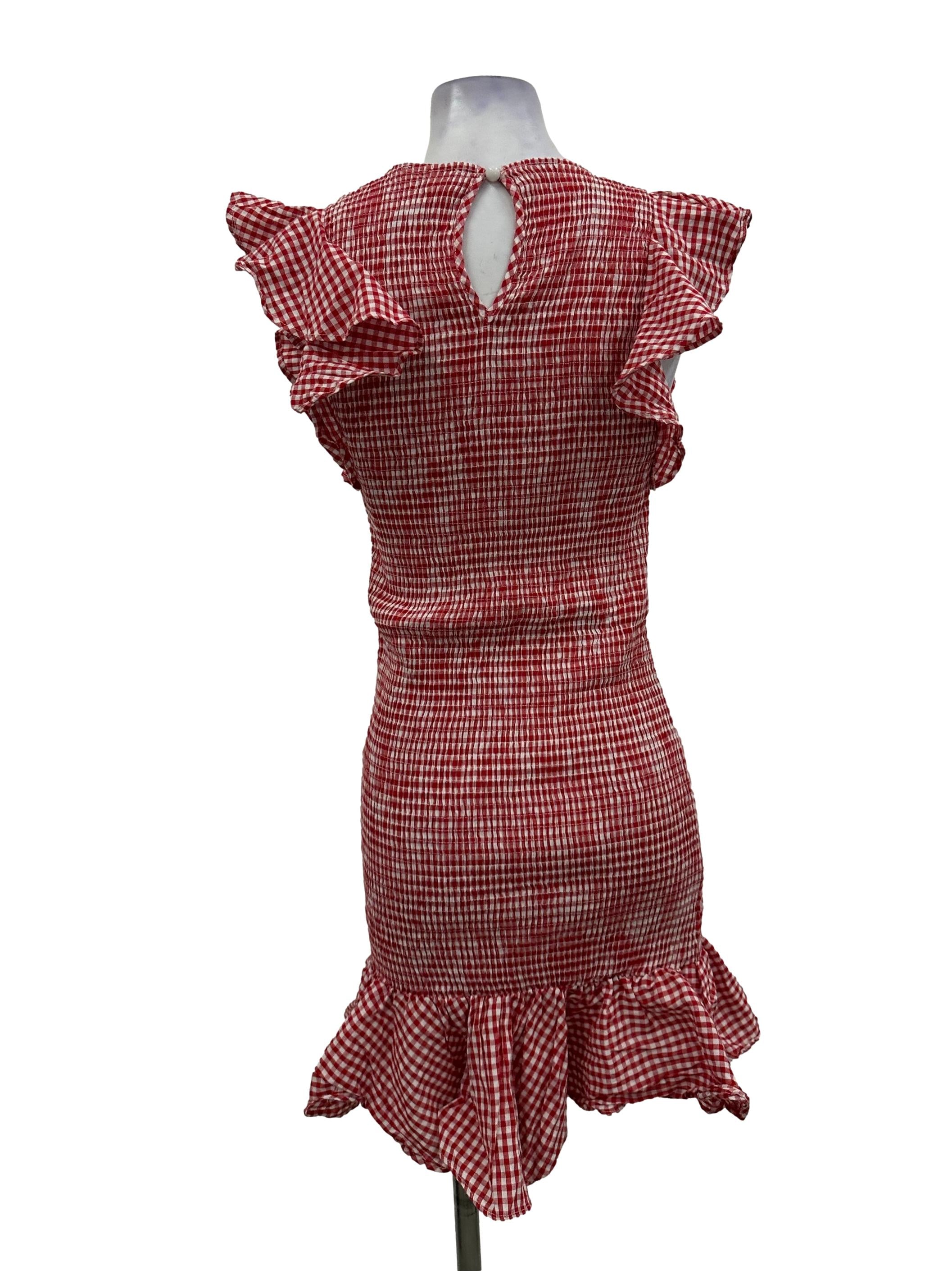 Candy Red Gingham Smocked Dress