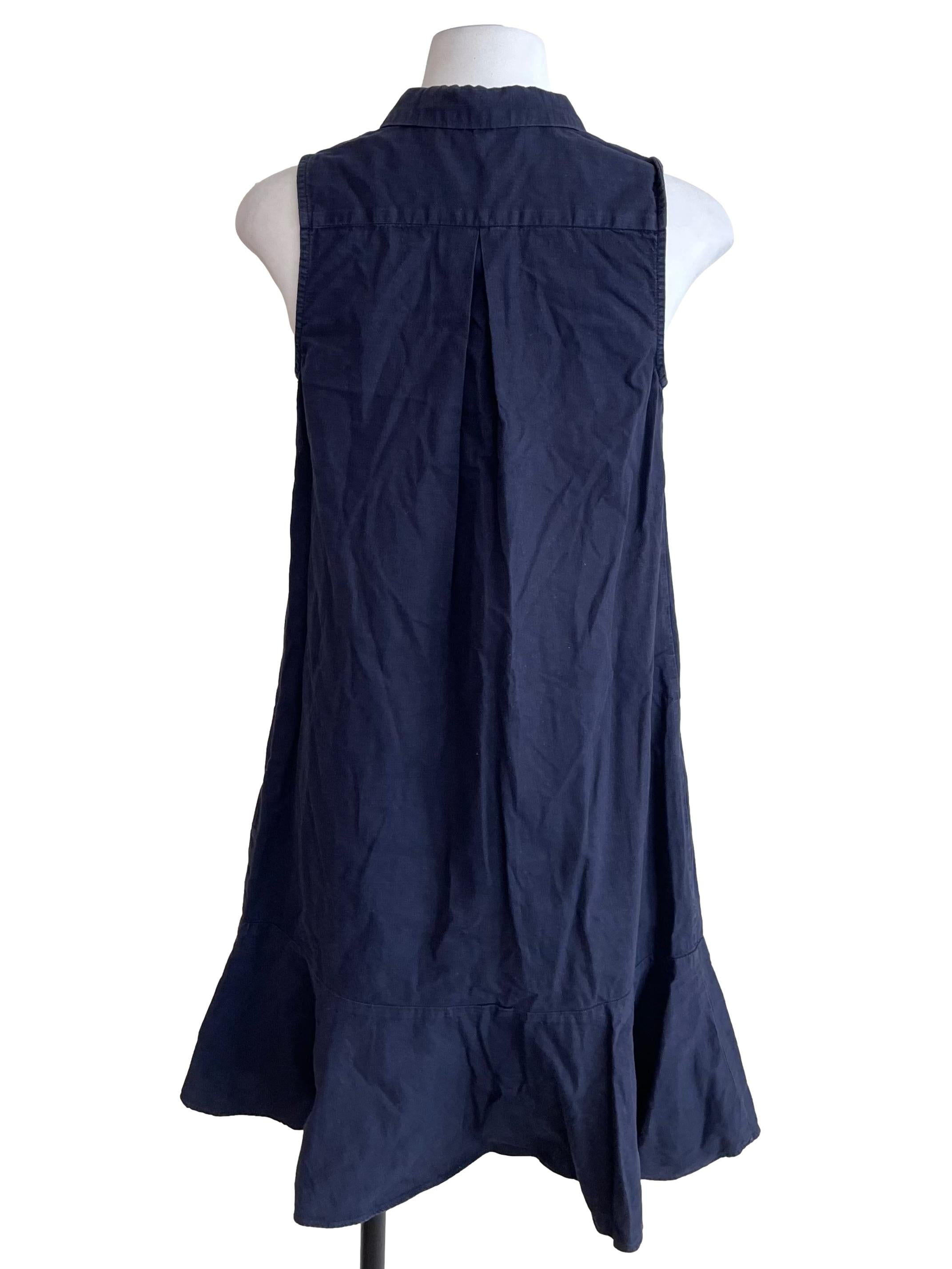 Navy Sleeveless Tiered Shirt Dress