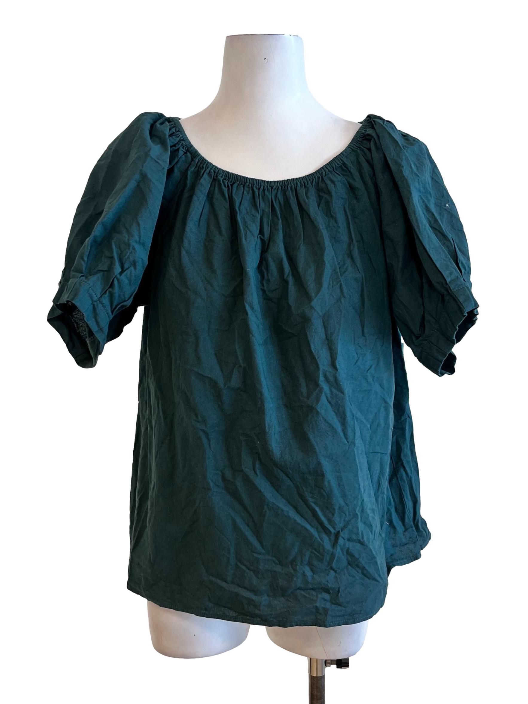 Emerald Green Simple Short Sleeves Blouse