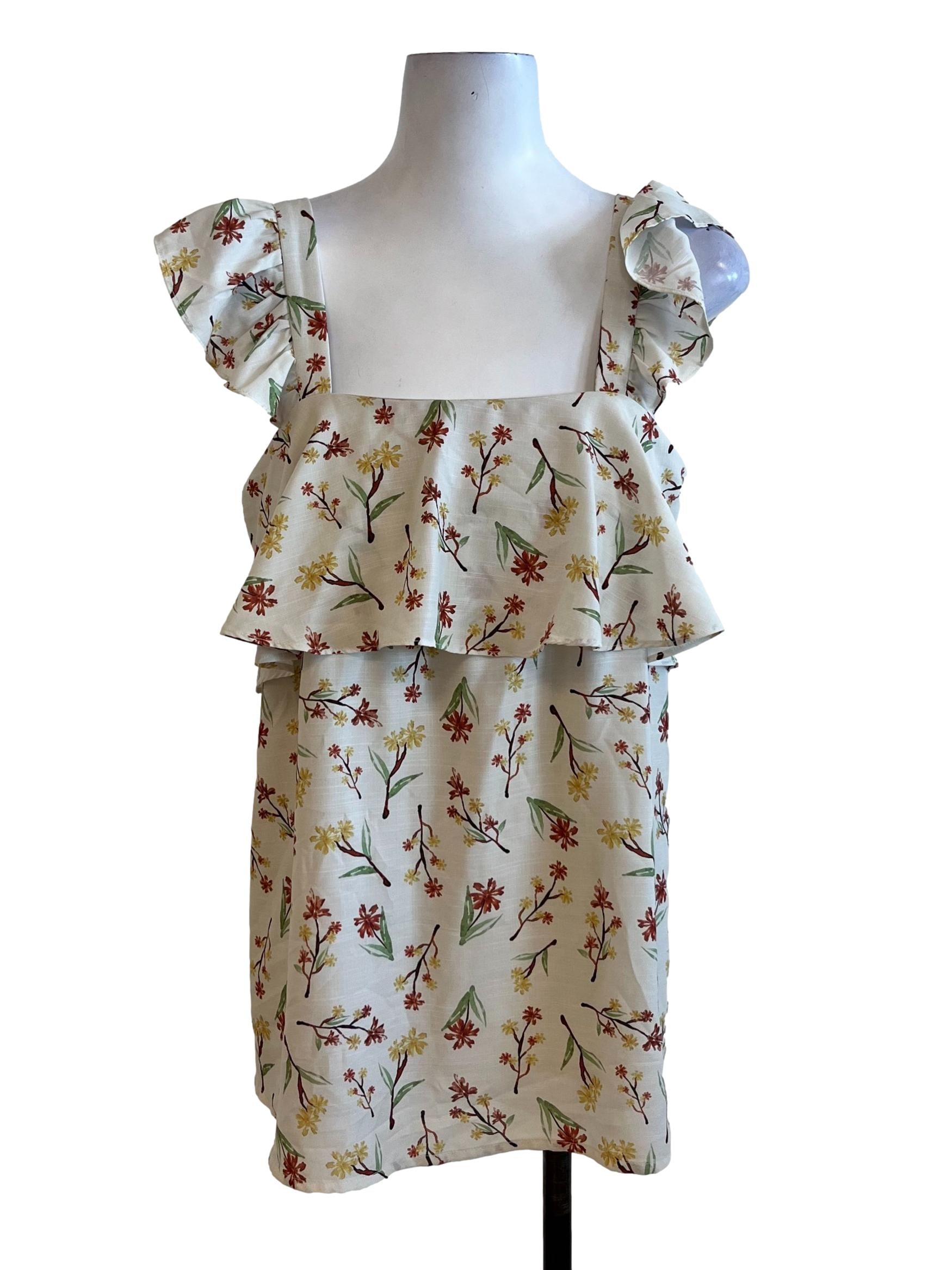 Beige Floral Pattern Blouse