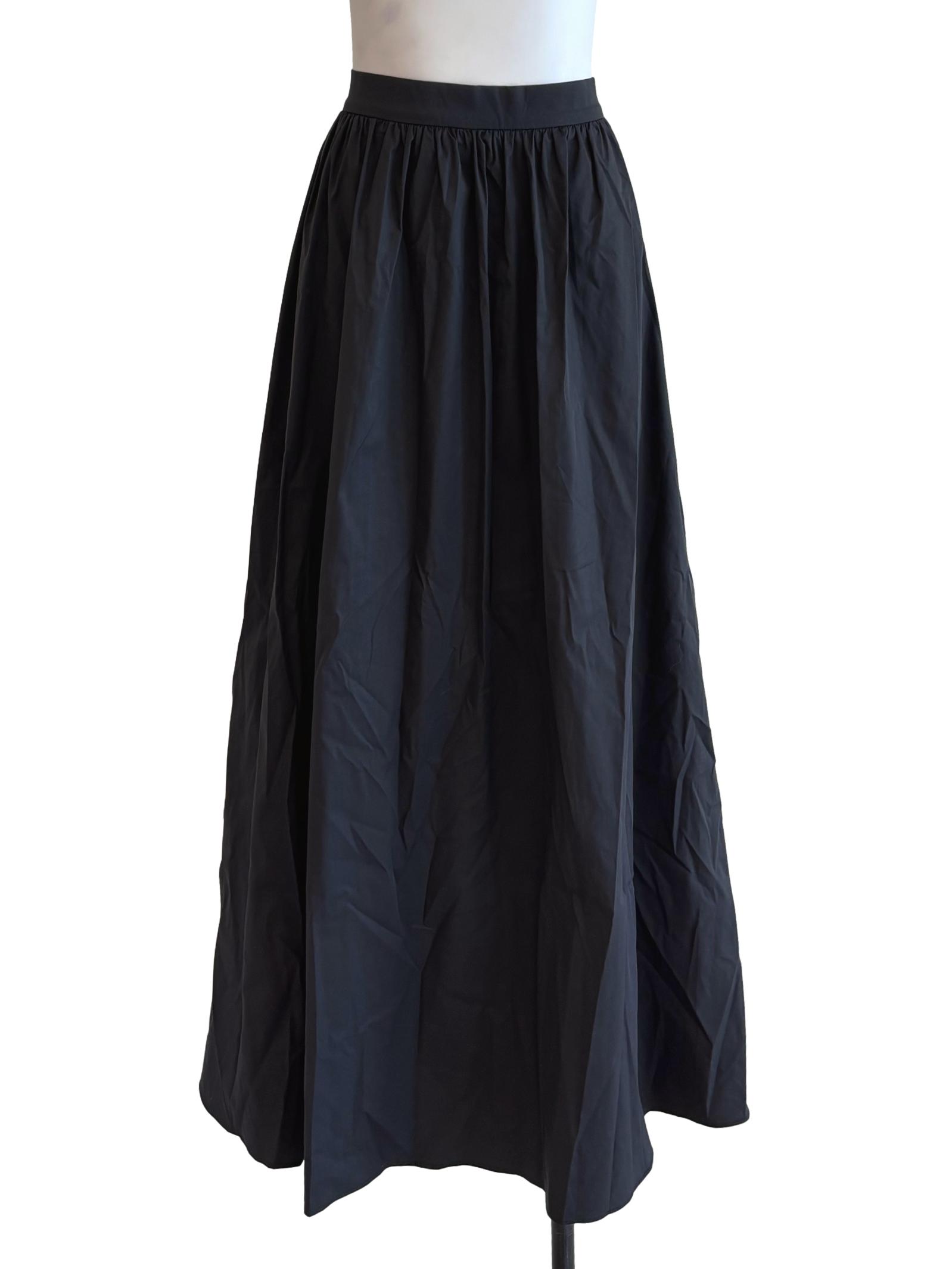 Jet Black A-Line Cotton Skirt LB